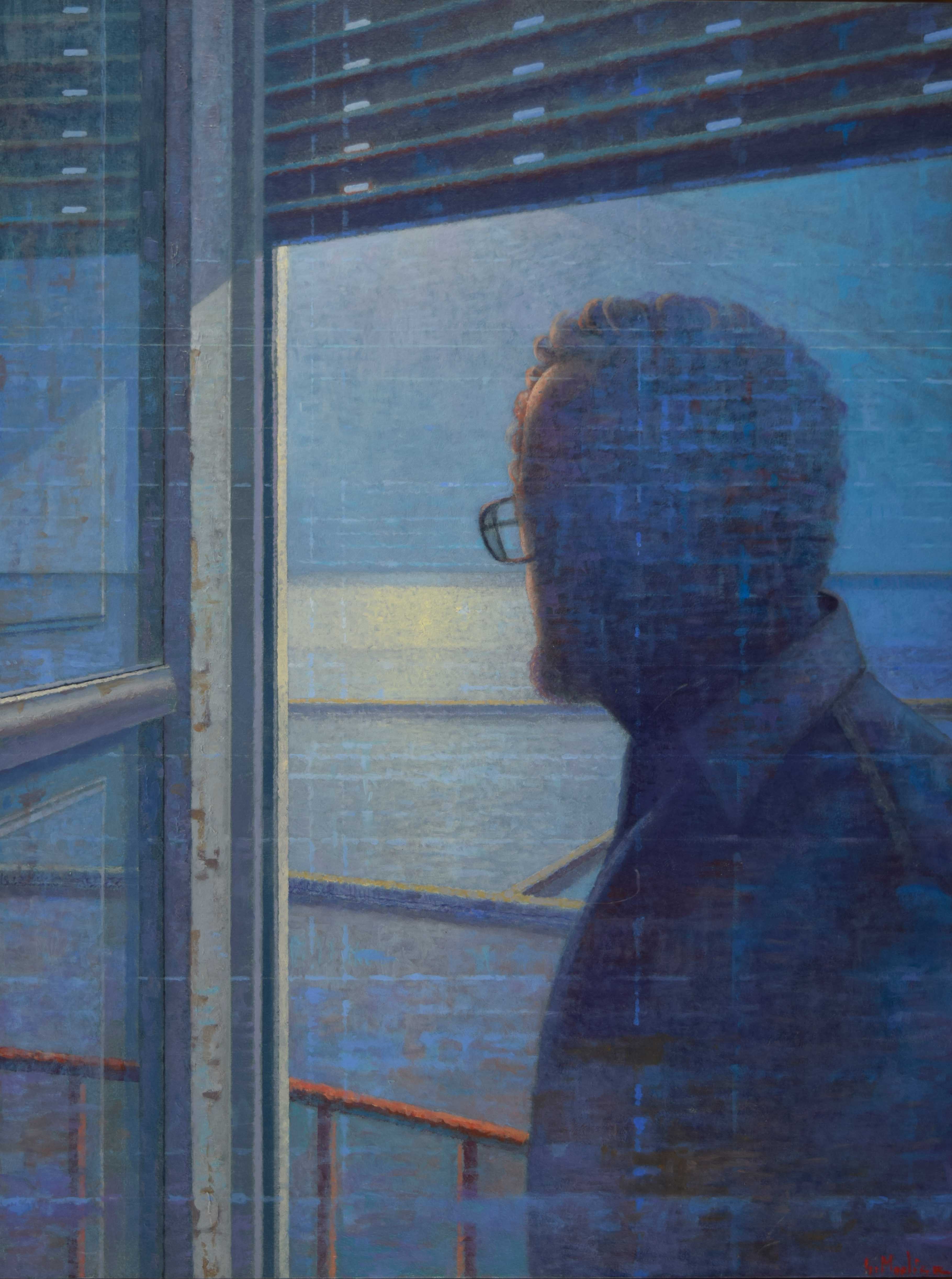 Controluce (autoritratto), 2003, olio tavola, 80 x 60 cm