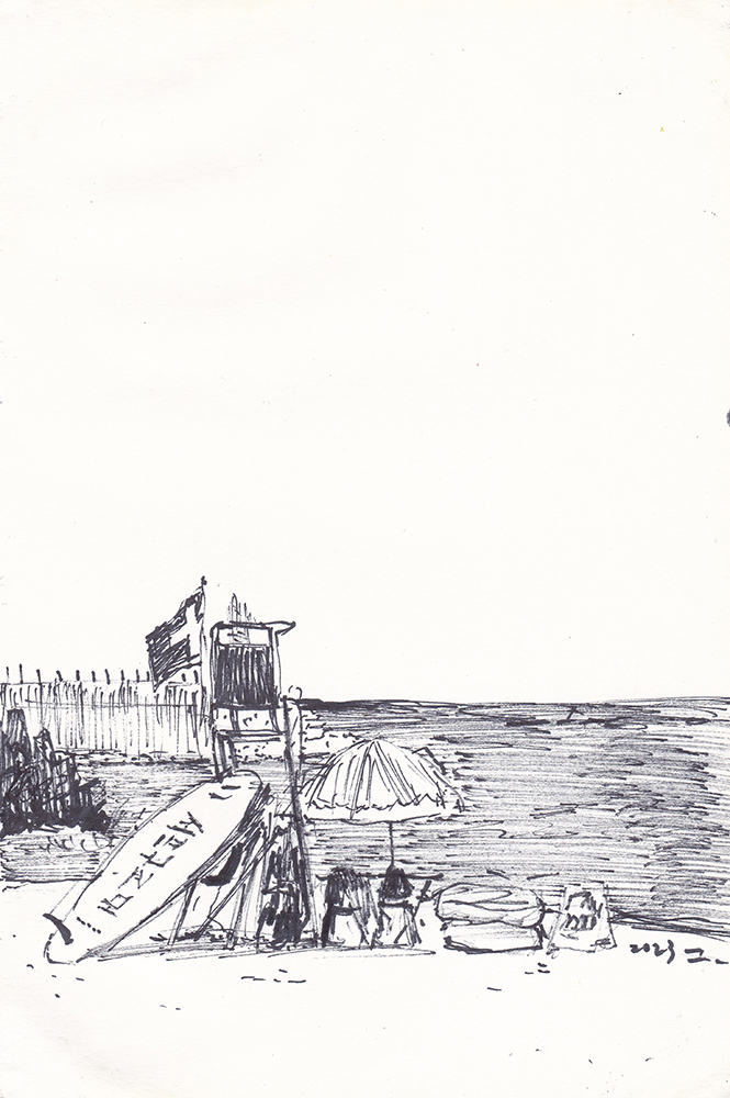 인구해변 3, 2023, pen on paper, 18.5*12.2(cm)