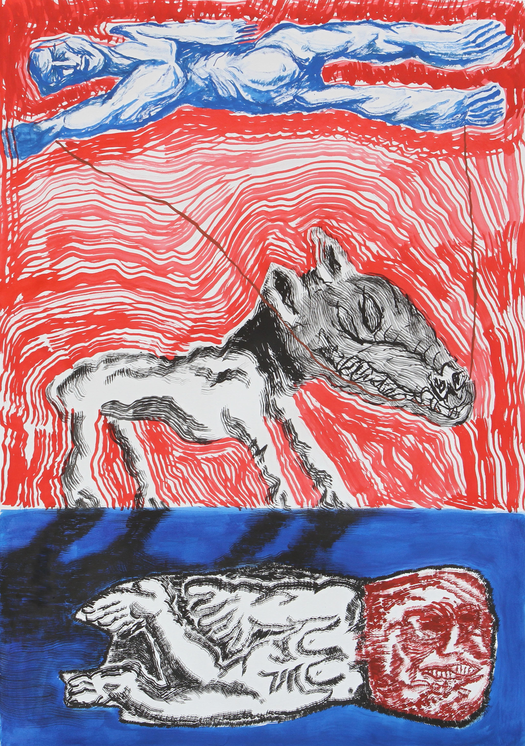 Patto con la Txakurratempera and ink on paper, 100x70 cm, 2017