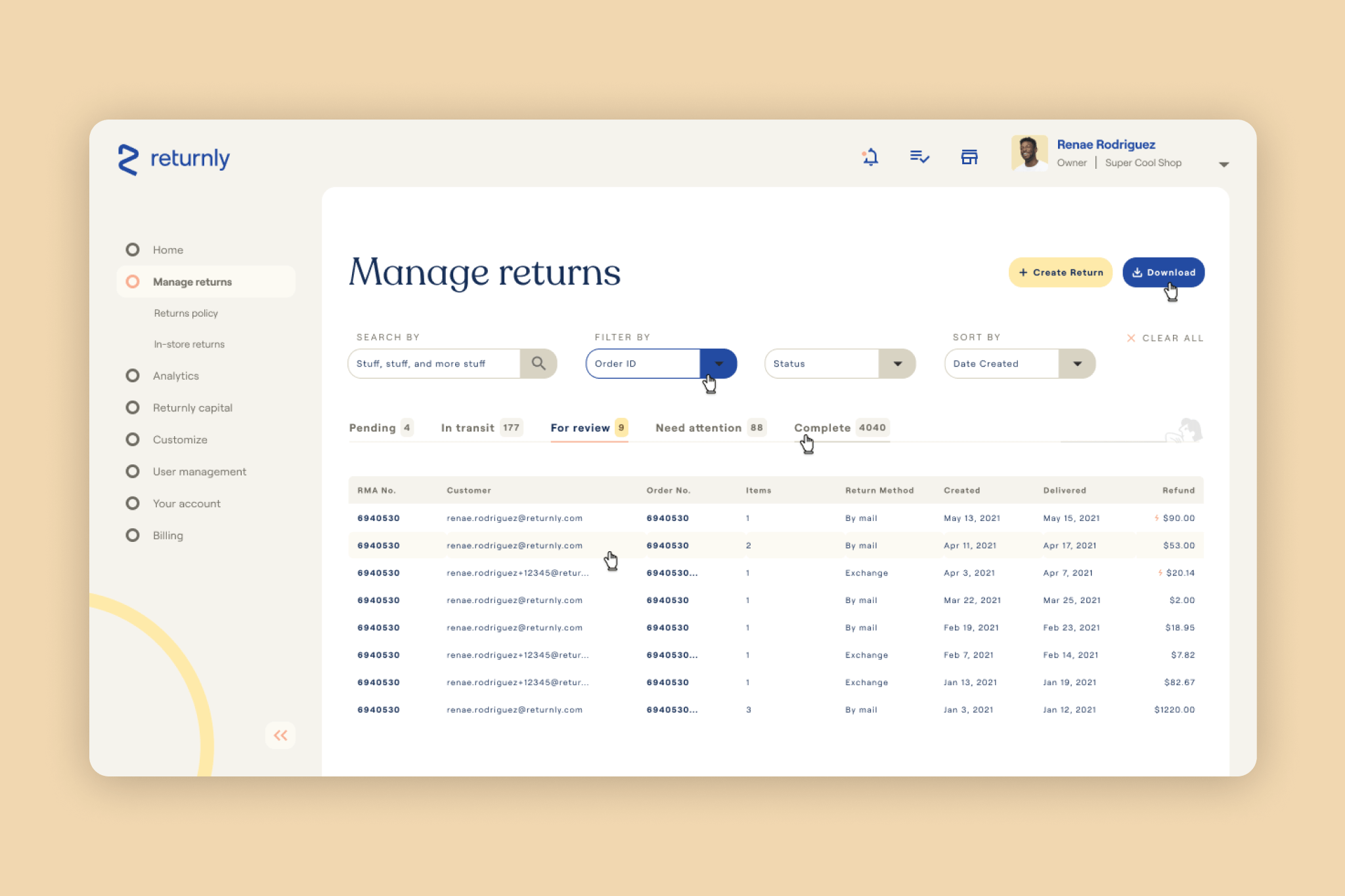 Exploration Two Manage Returns