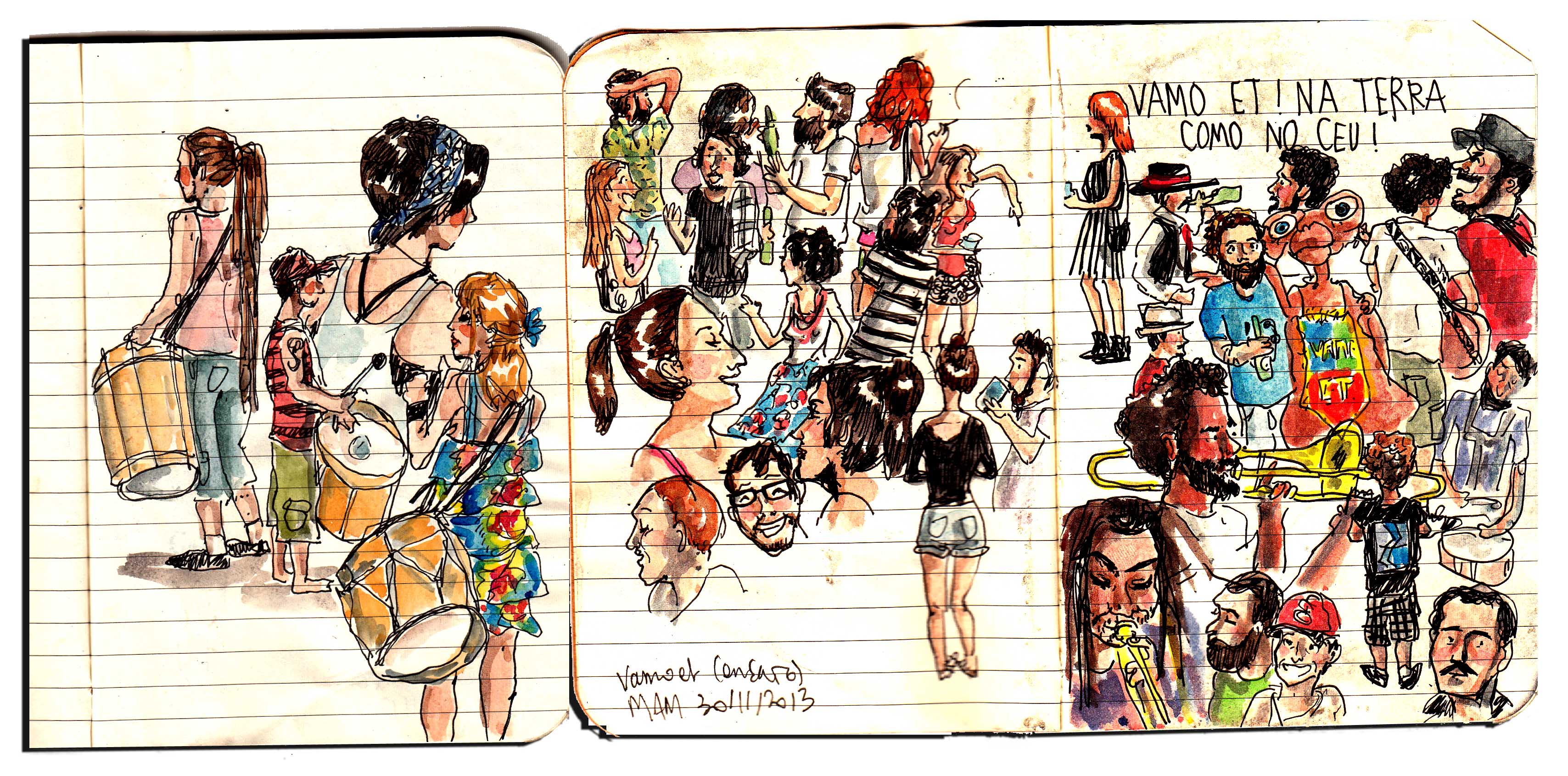 Extrait de carnet, encre de Chine et aquarelle
