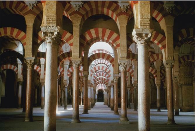 arches at the great mosque of c&oacute;rdoba 	 	
