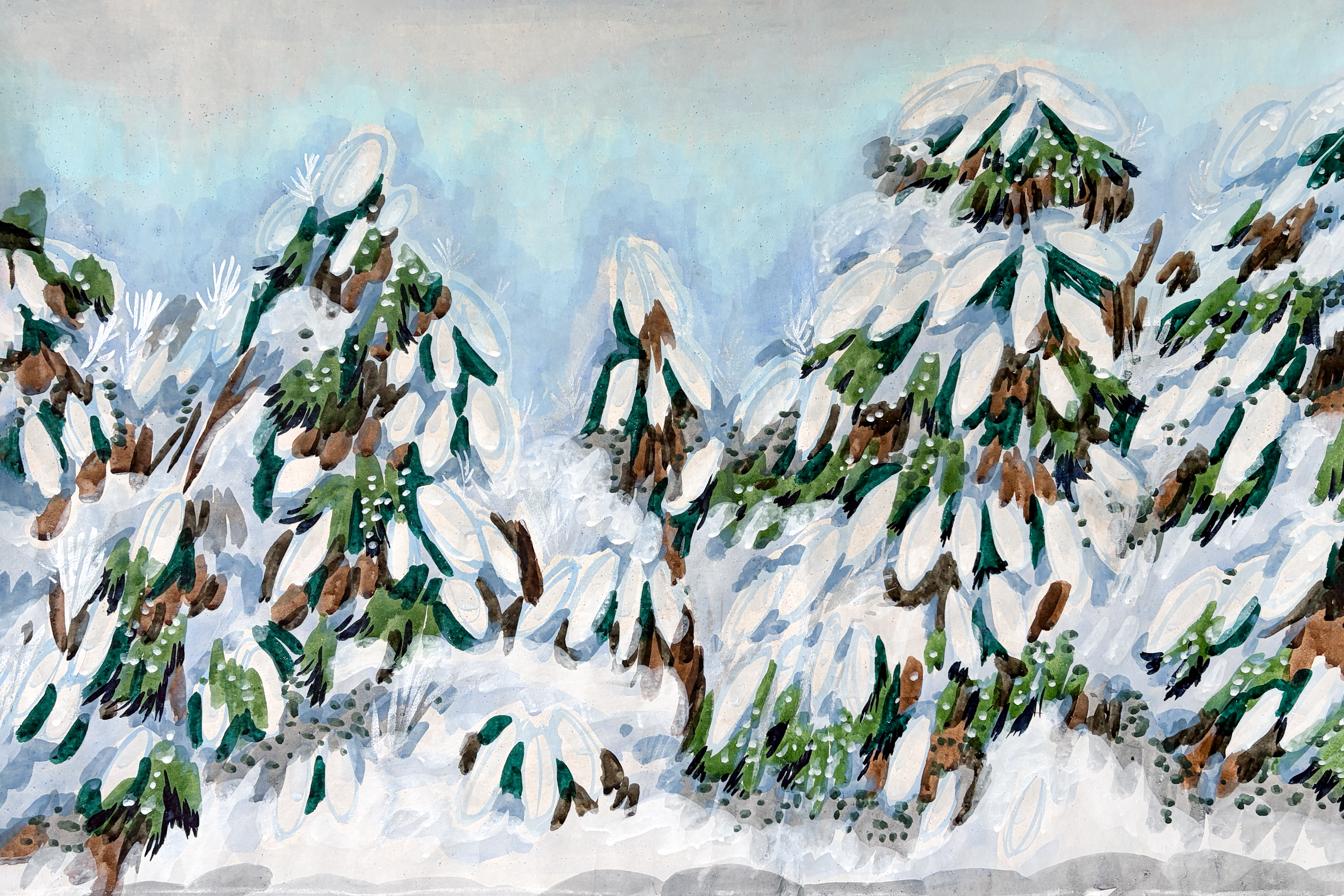 대설: 사랑 눈 이불, 2025, 순지에 채색, 60 x 90 cm