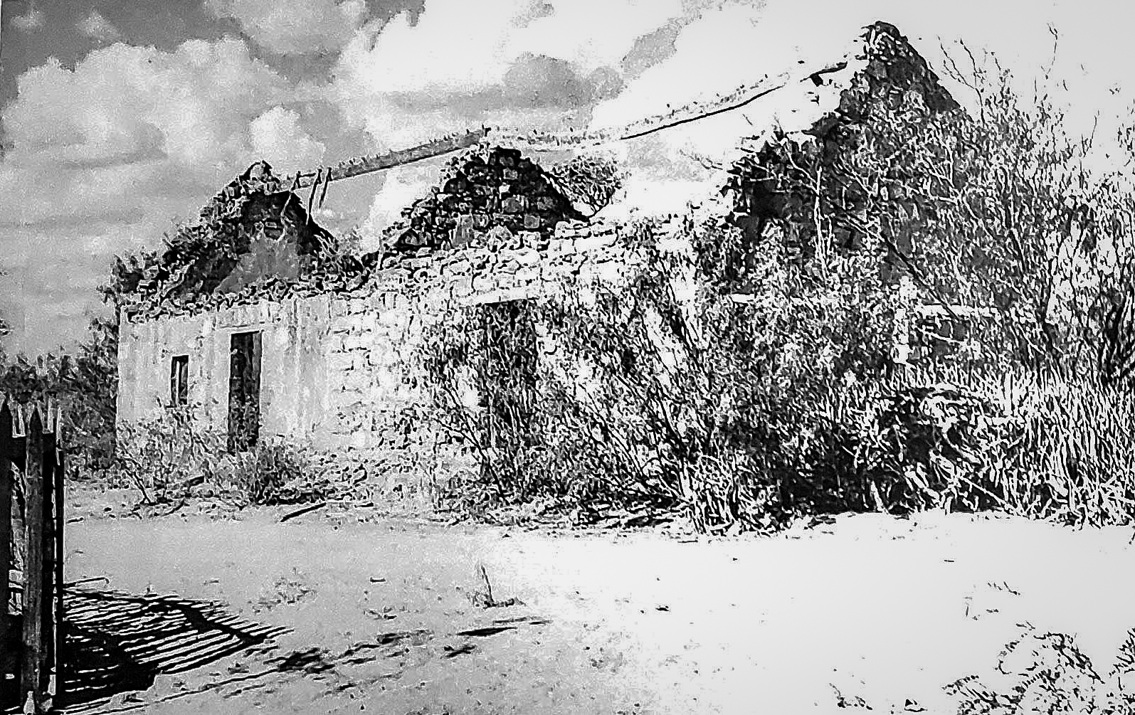 House 2, Falcón, Zapata County, Texas. Photo by Bob Humphreys, 1959. Published in Eugene George, Lost Architecture of the Rio Grande Borderlands (2008), p.60.