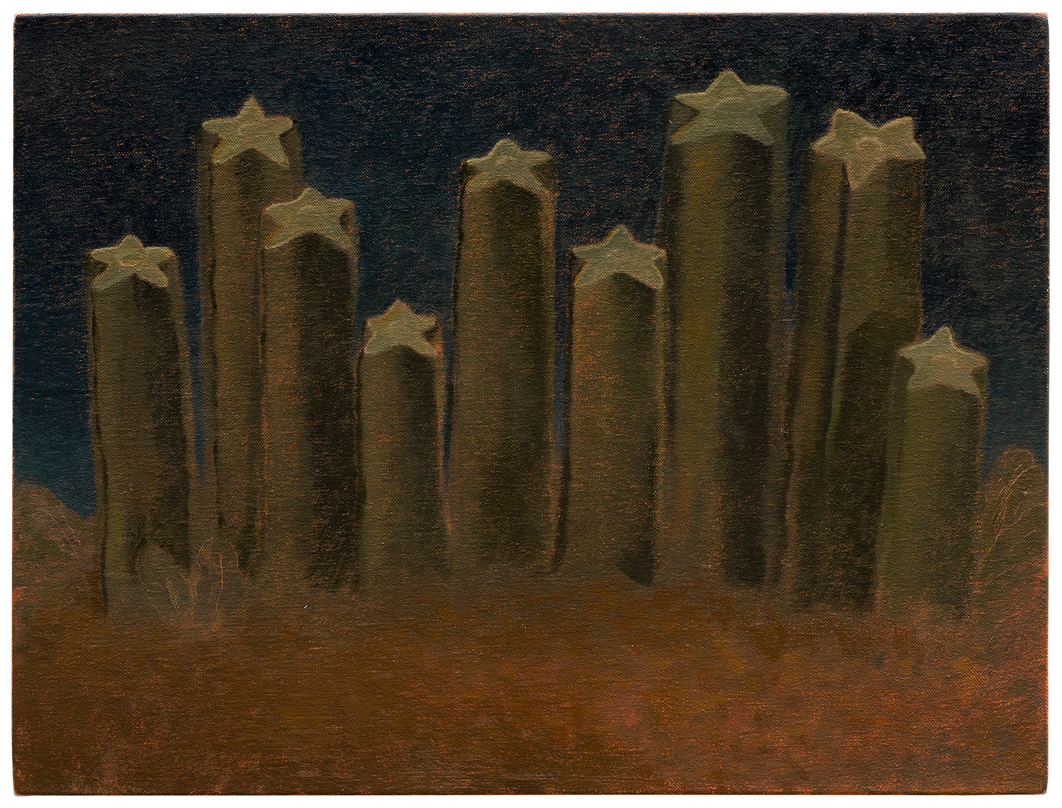 "Cactos à noite", 2023, óleo sobre tela