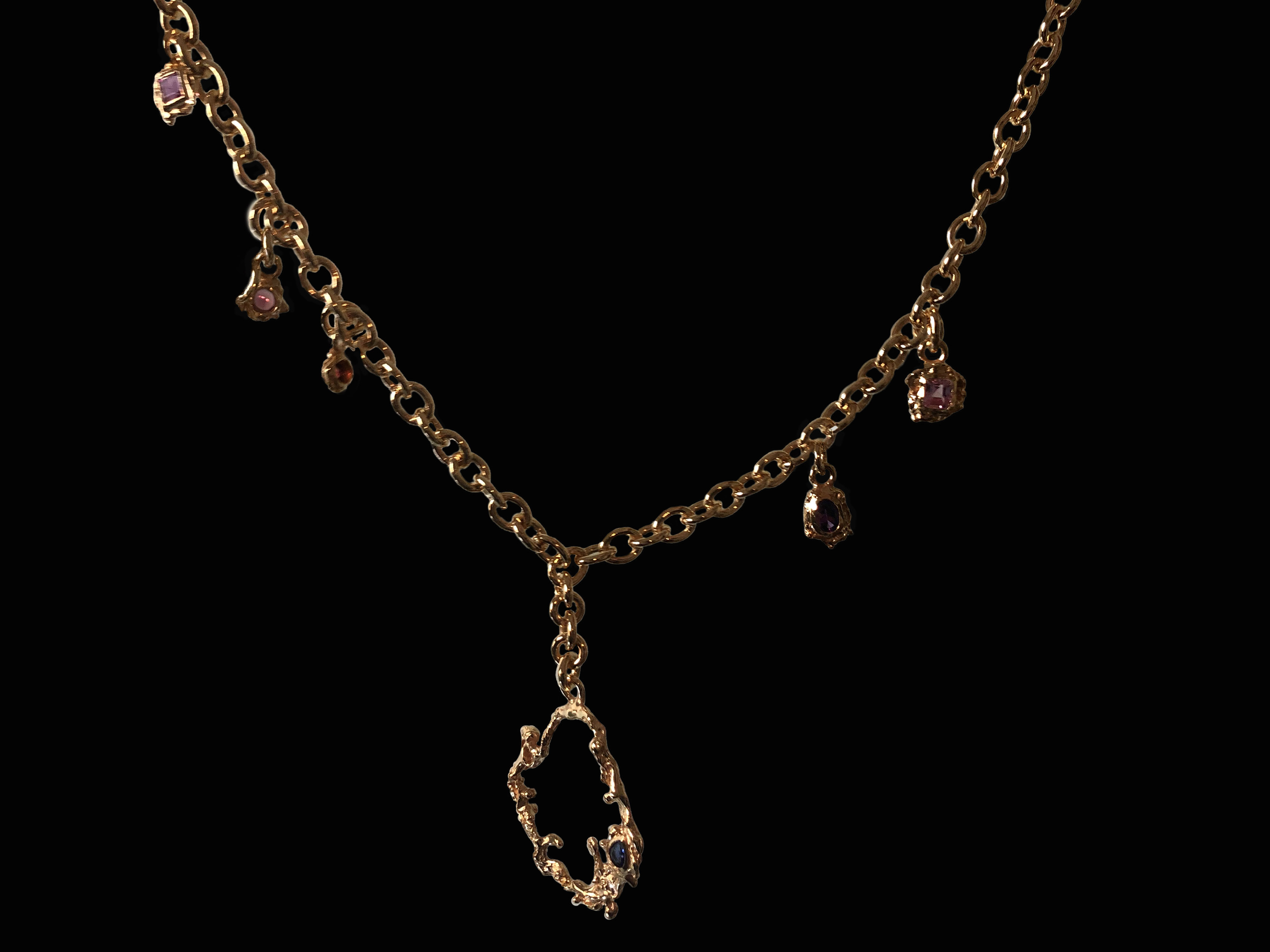 18CT GOLD PLATED XS LOOP WITH CUSTOMERS OWN COLOURFUL GEMSTONES.