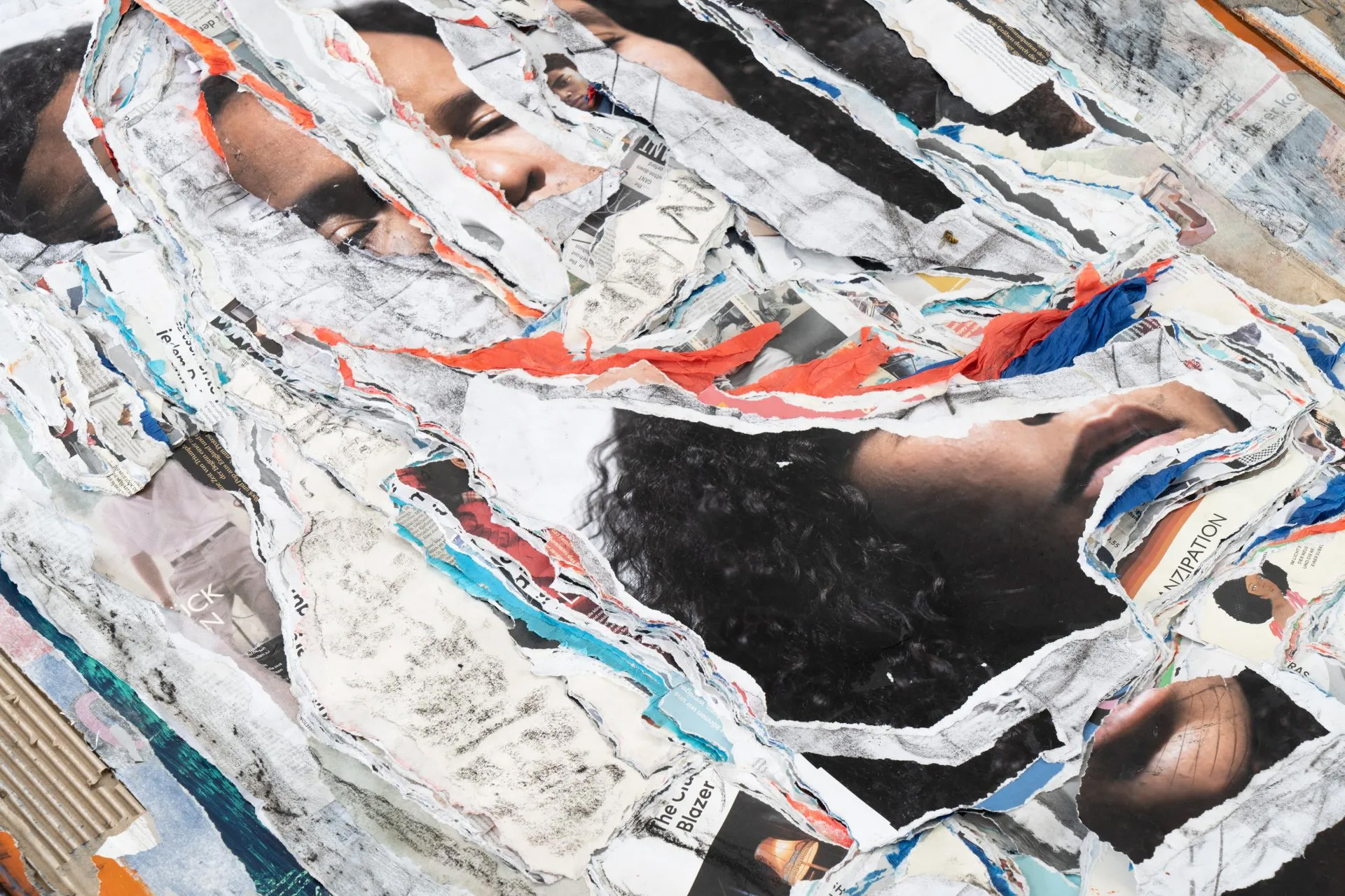 exhibition view: hybridized, detail painting collage