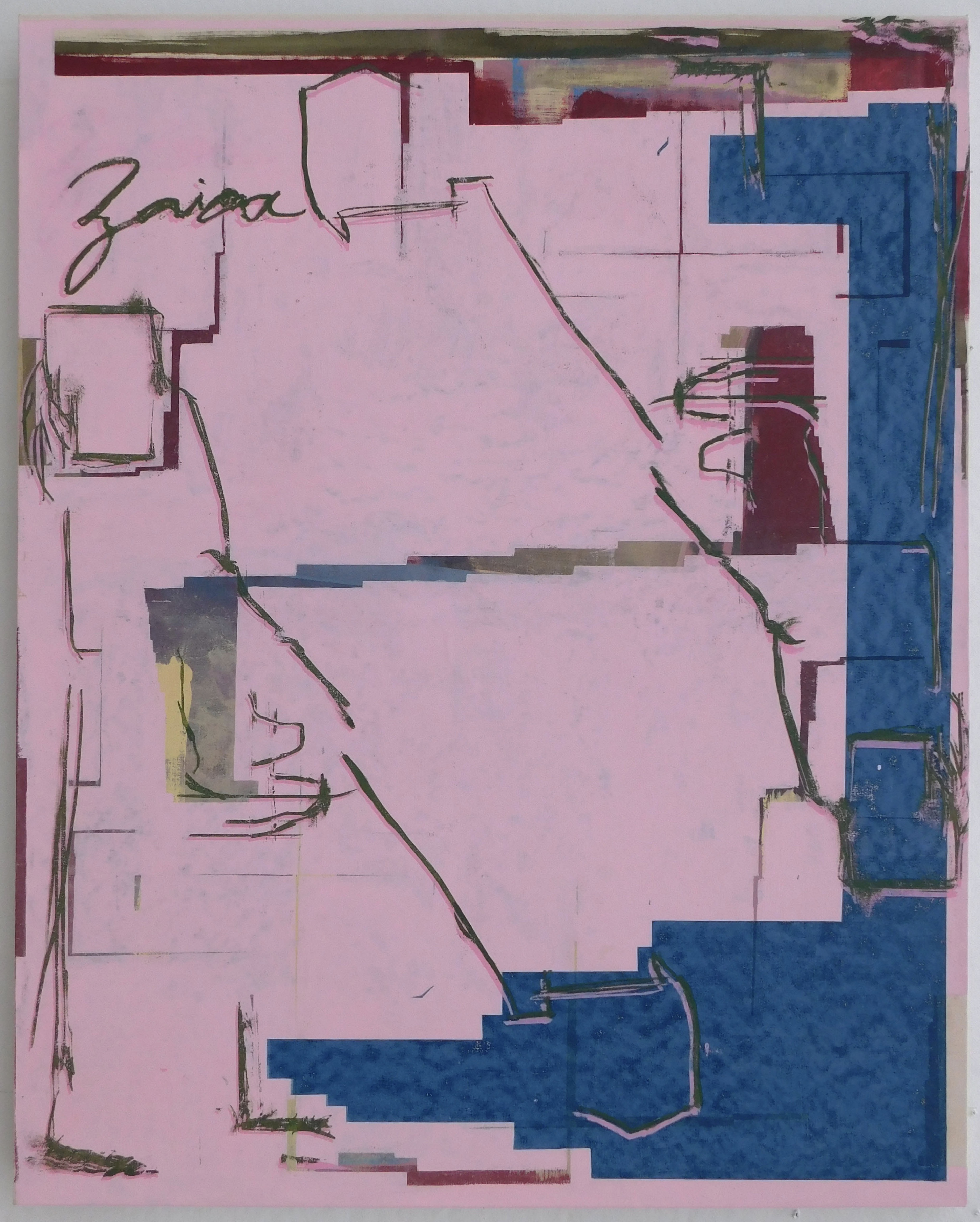 untitled (Cities and memory 3 (after Calvino)). screenprint and acrylic on canvas 43.5"x54"
