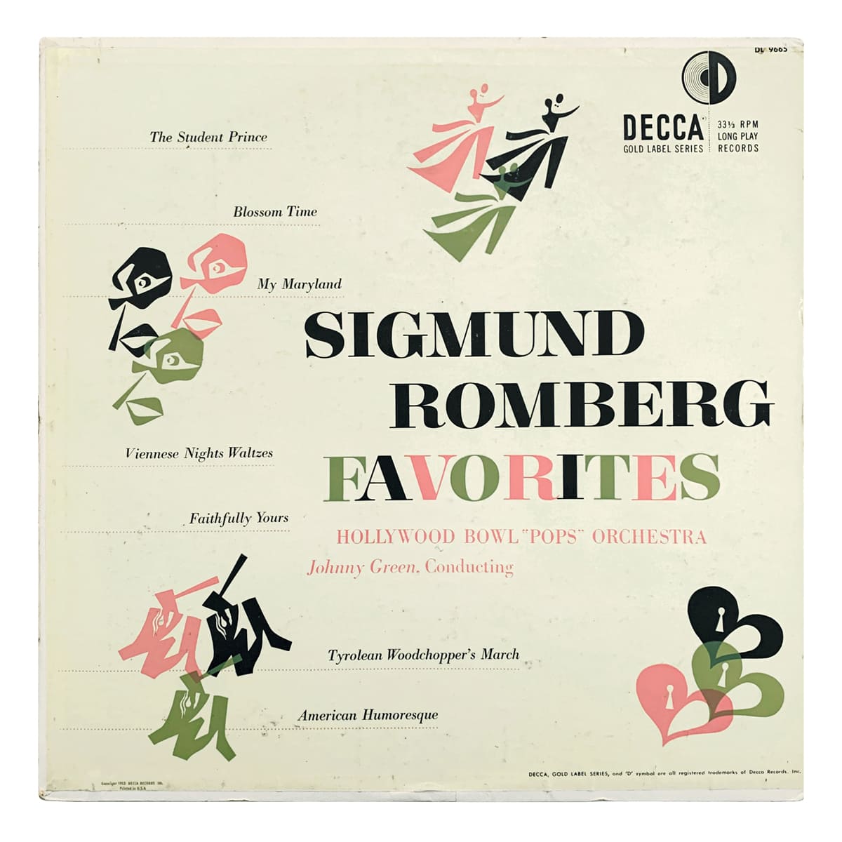 Decca Gold DL 9665 Sigmund Romberg - Various "Hollywood Bowl "Pops" Orchestra" (Los Angeles Philharmonic) - Johnny Green Design: Erik Nitsche (uncredited)