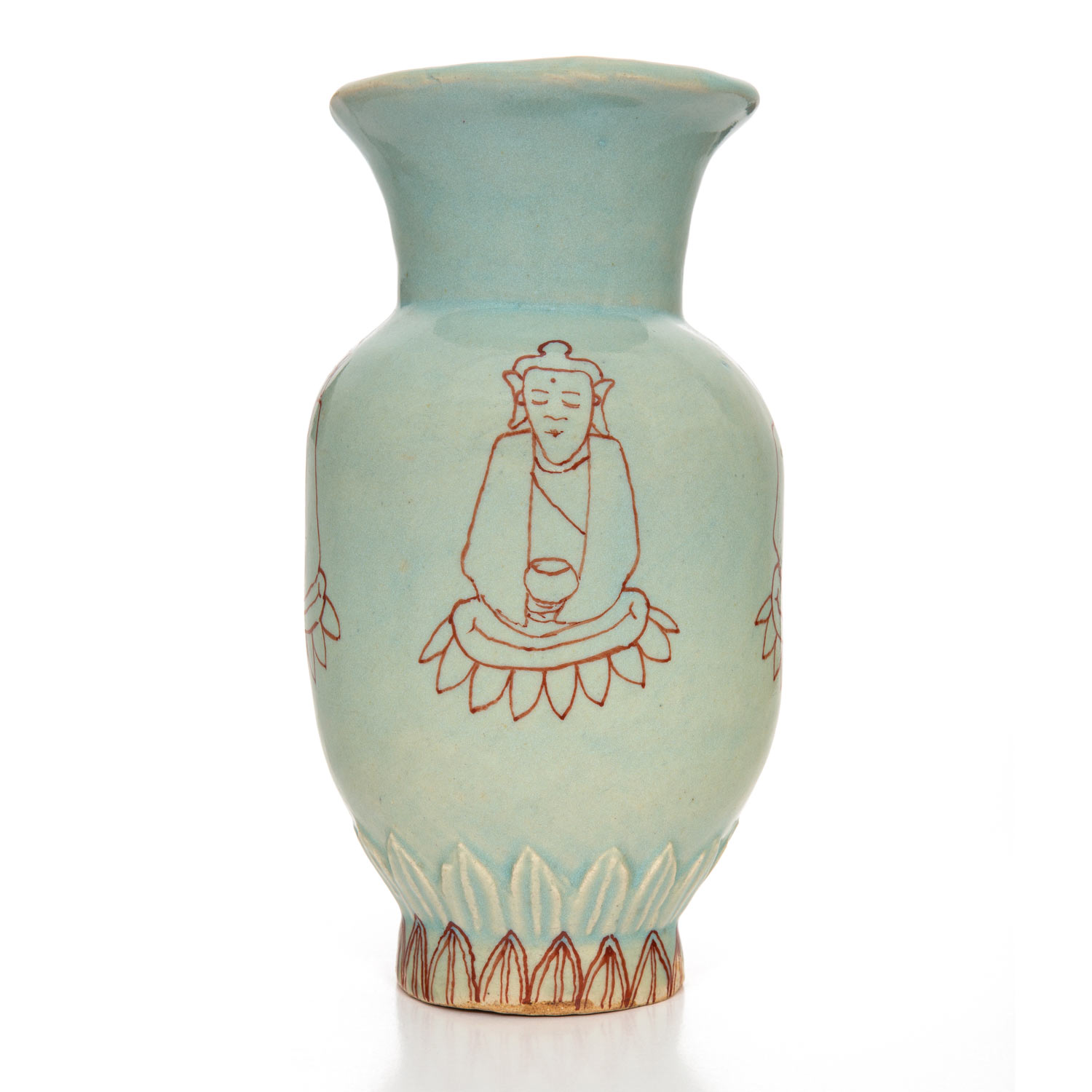 HN1273 Four Buddhas in red, 14.10.16Glazed ceramic stoneware26 x 14cm