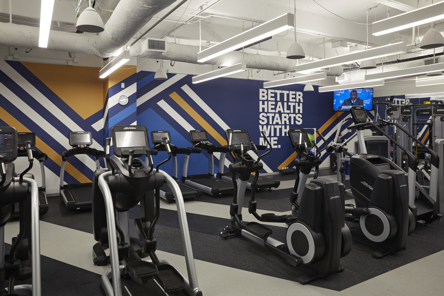 I worked on the design of the gym, locker rooms and coordinated the fitness equipment with the consultant
