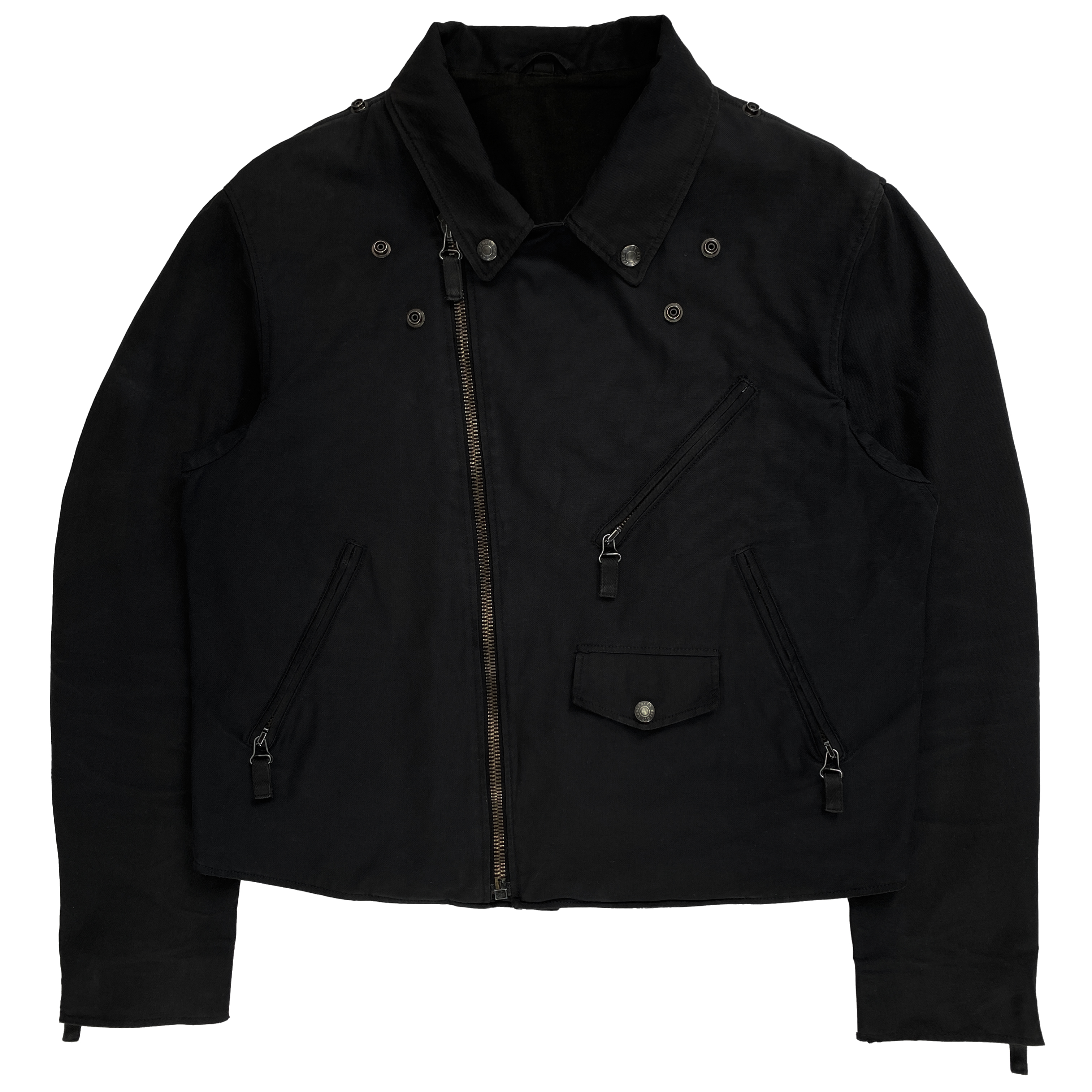 Black cotton biker jacket hotsell