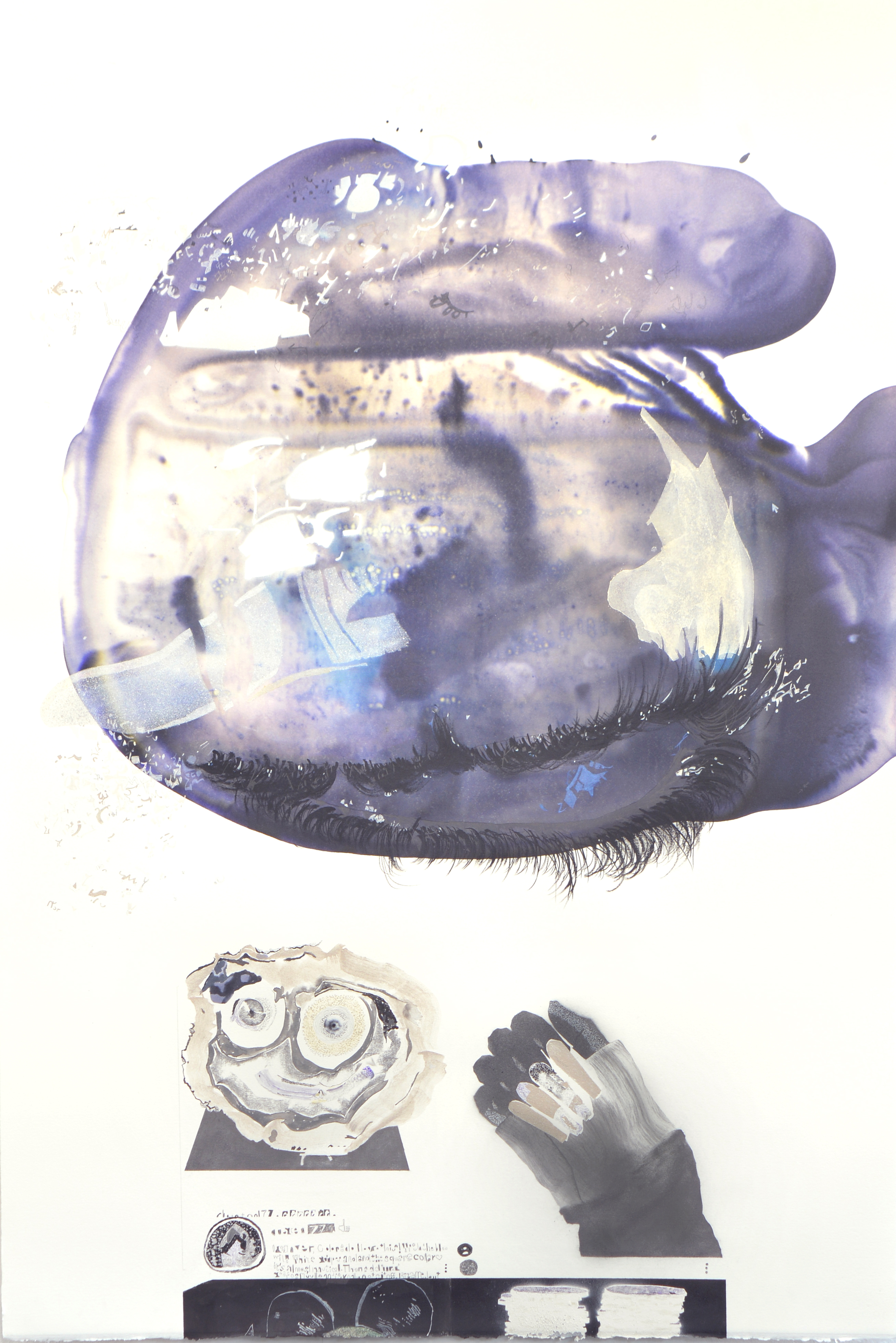 eye shadow; pencil, ink, graphite, pigment on paper, 120 x 85 cm, 2018