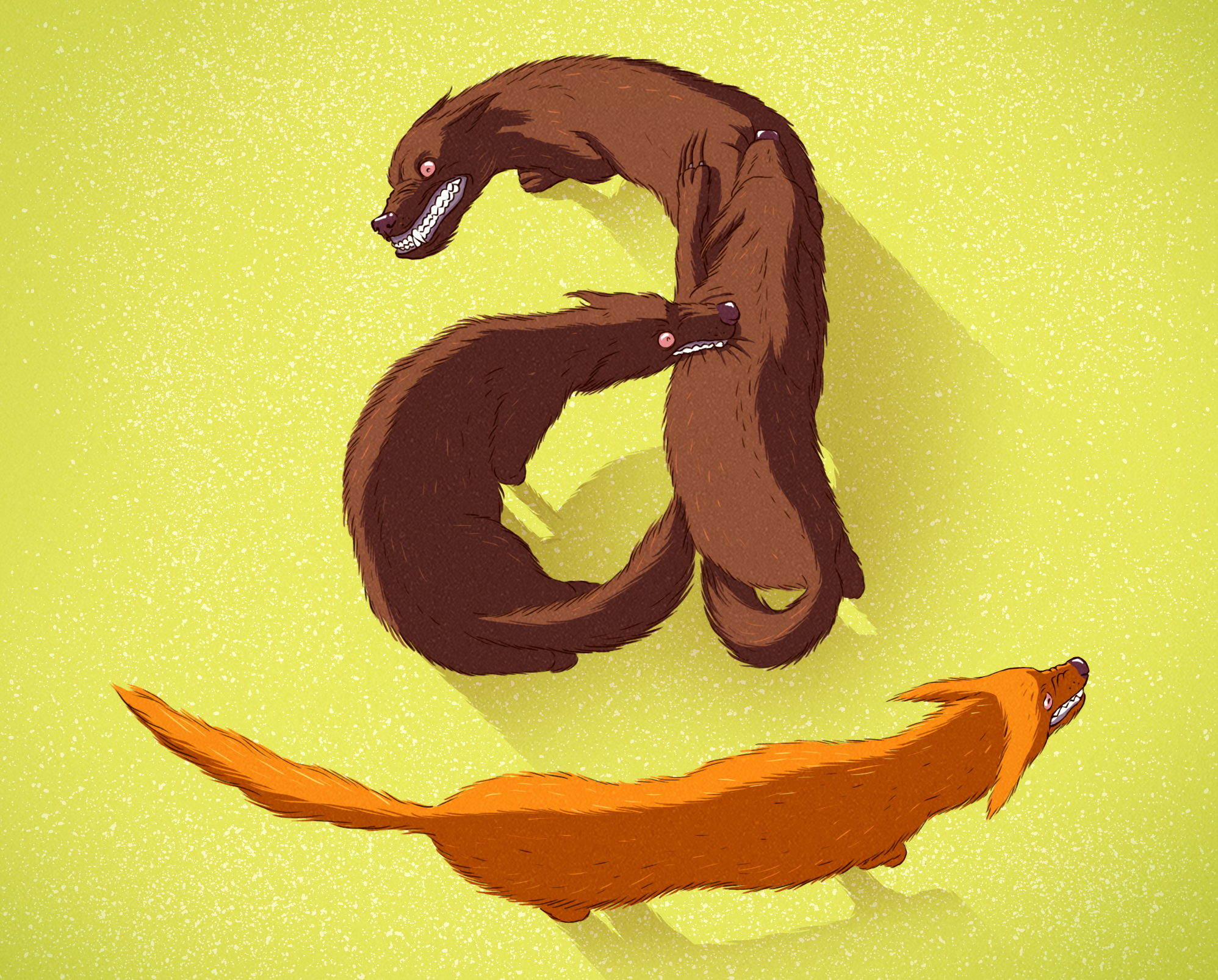 Illustration for an article following the New York Times' in depth look into Amazon - a company that pushes its employees to the limit through encouragement of intense competition and internal snitching to achieve its goals. Calcalist. August 20th, 2015.