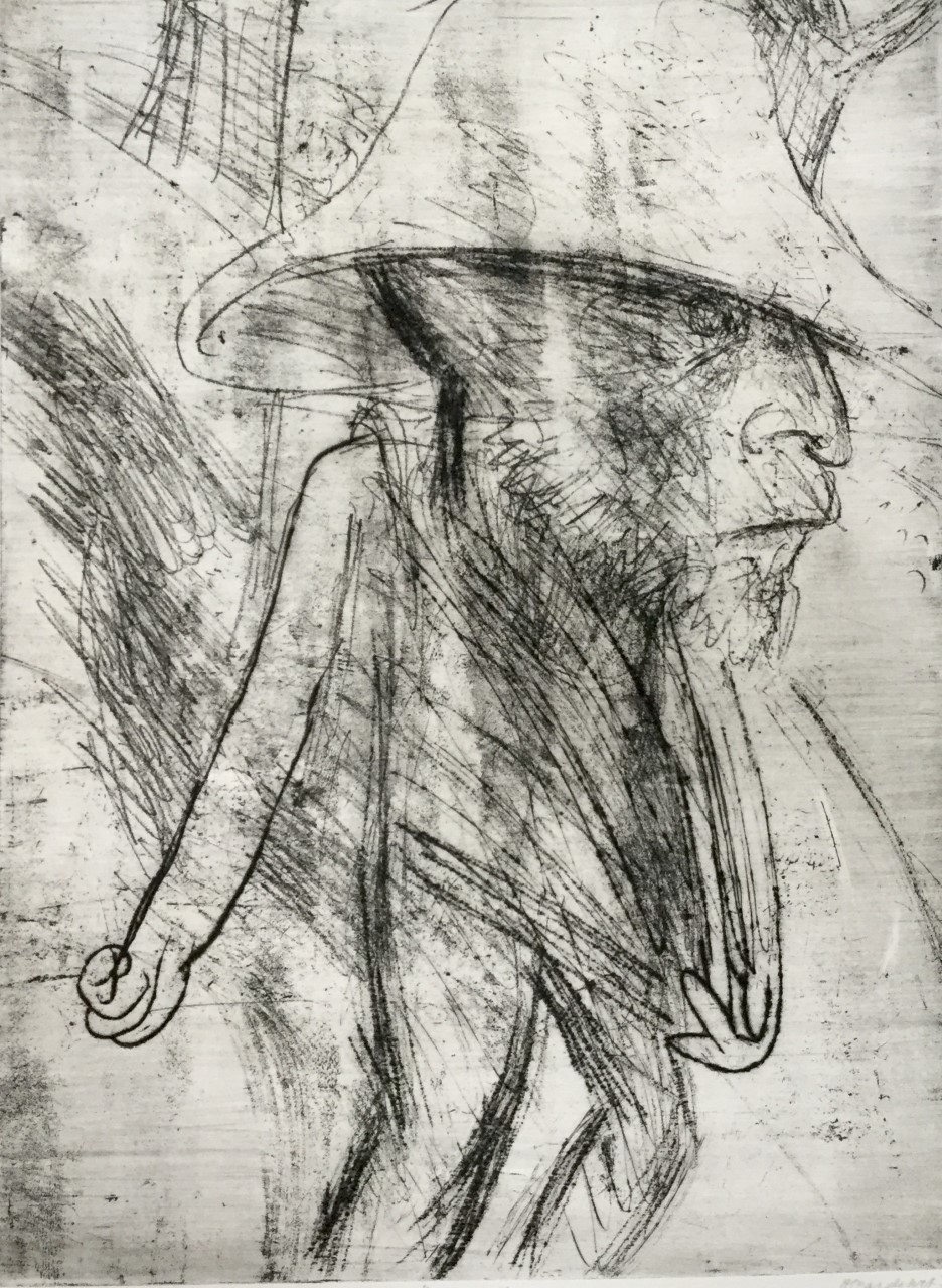 Van Gogh serie: Vincent in Auvers sur Oise 1984 - vernis mou, point sèche 55x40 cm