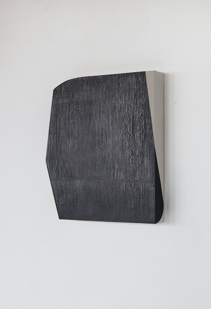 M, 2021, Graphite on canvas, 46 x 44,5 x 6 cm