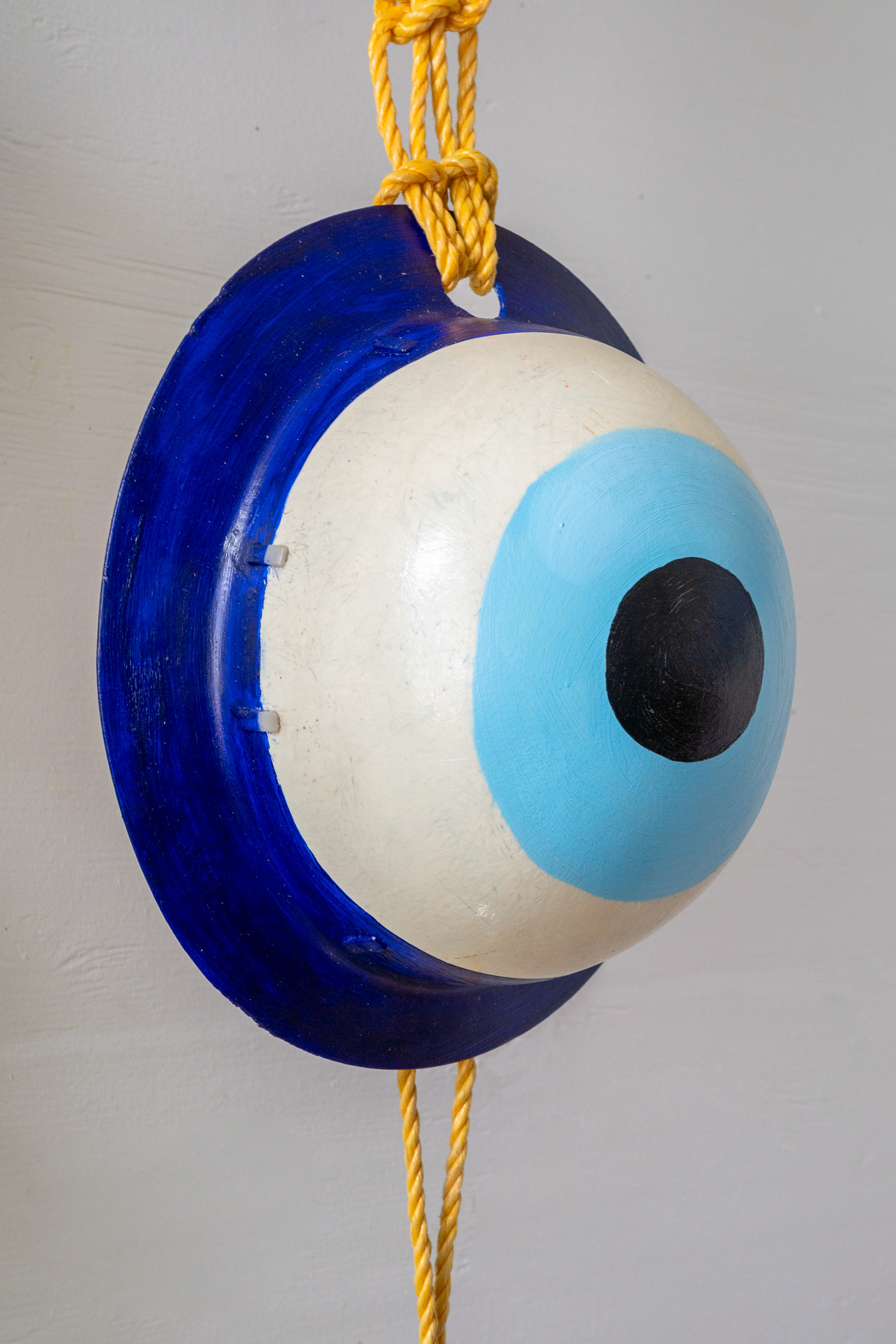 Matia, 2025, hard hat, diving mask, headphones, bell, rope, pvc pipe, paracord, vase, fabric tassle, 5 x 2 x 1 feet