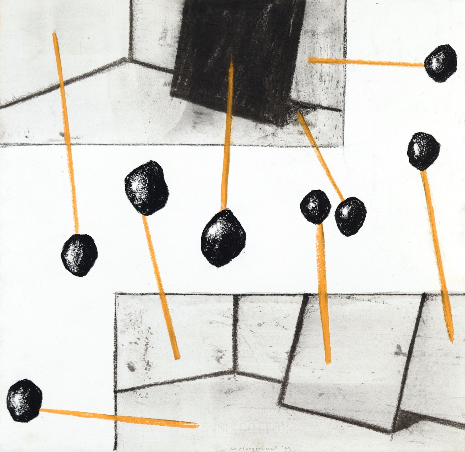 Untitled 1999, mixed media on paper, 34 x 35 cm