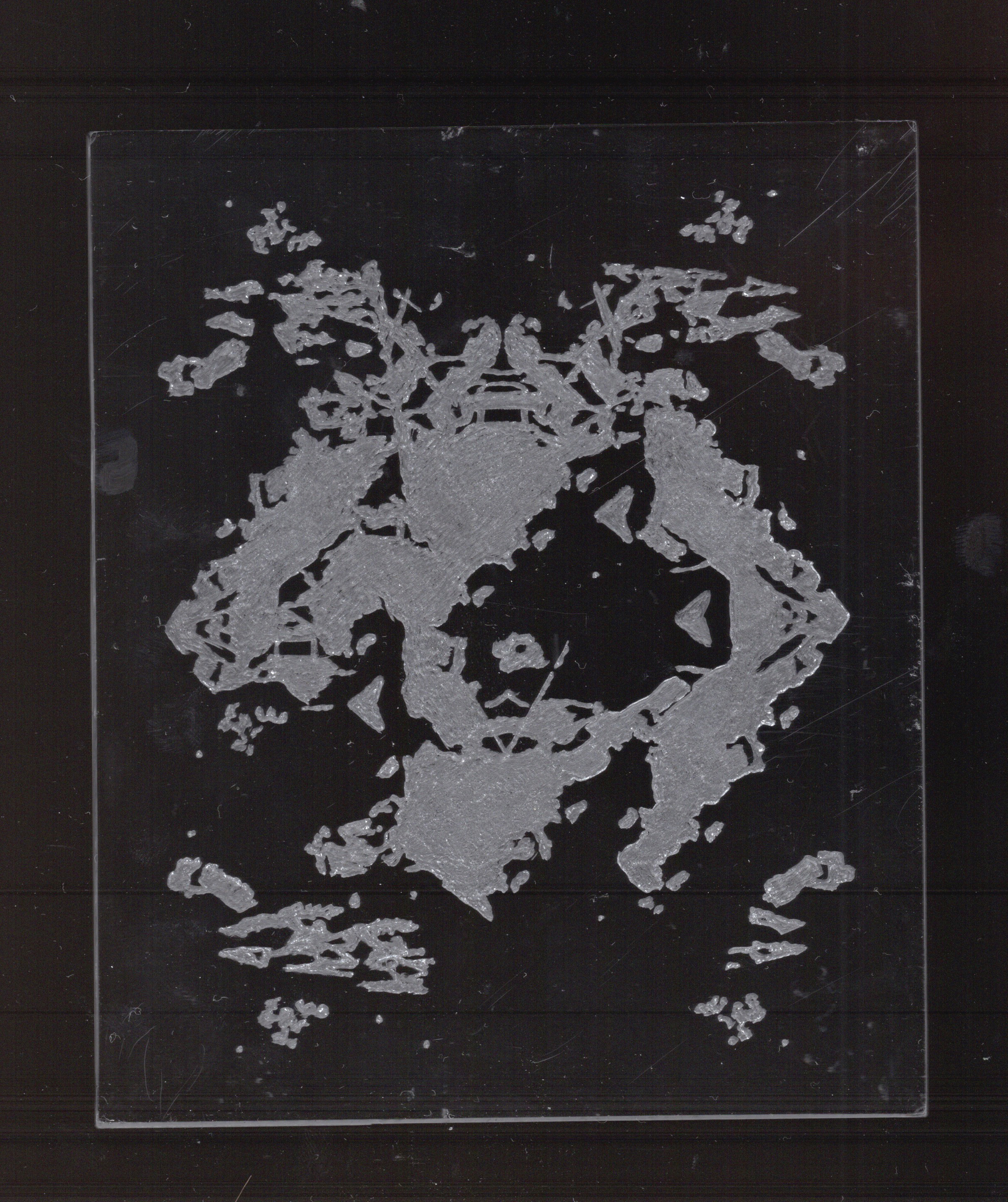 Clouds, etched plexiglass, 5" x 6", 2025