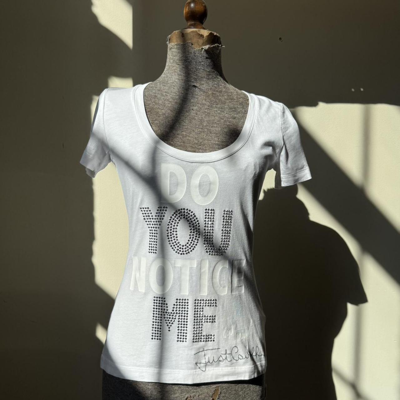 Just Cavalli 'Do You Notice Me..." Rhinestone Tee - M - $70