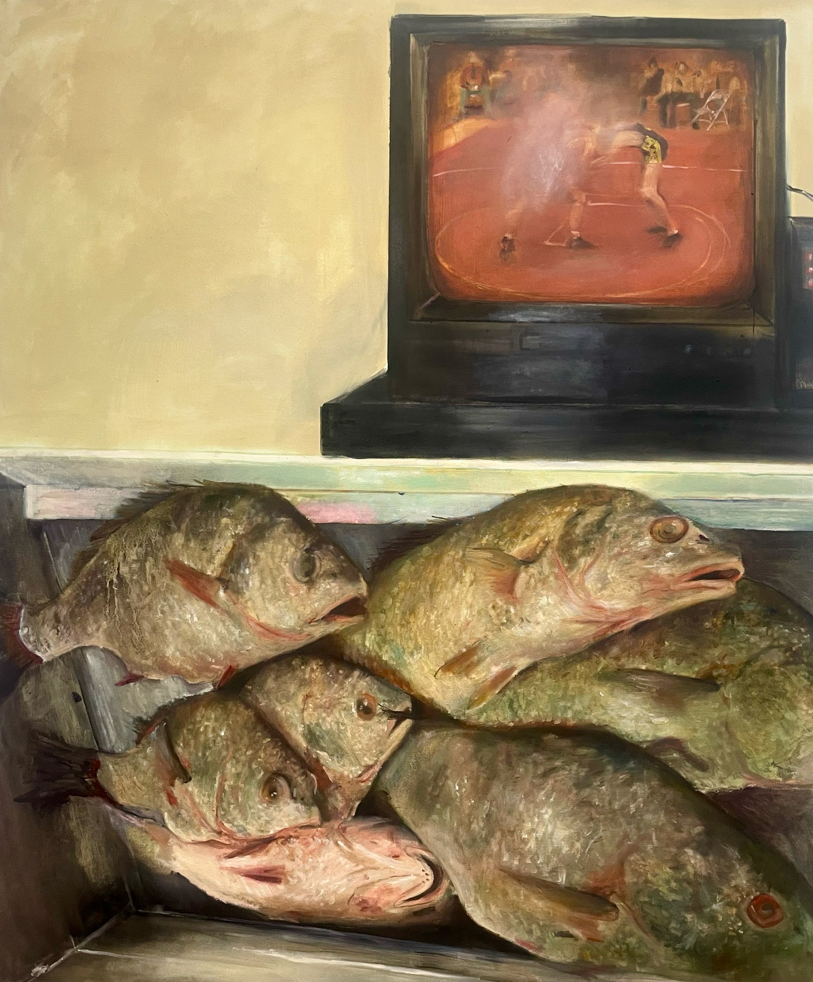 Beat the Champ oil on canvas 50" x 60" 