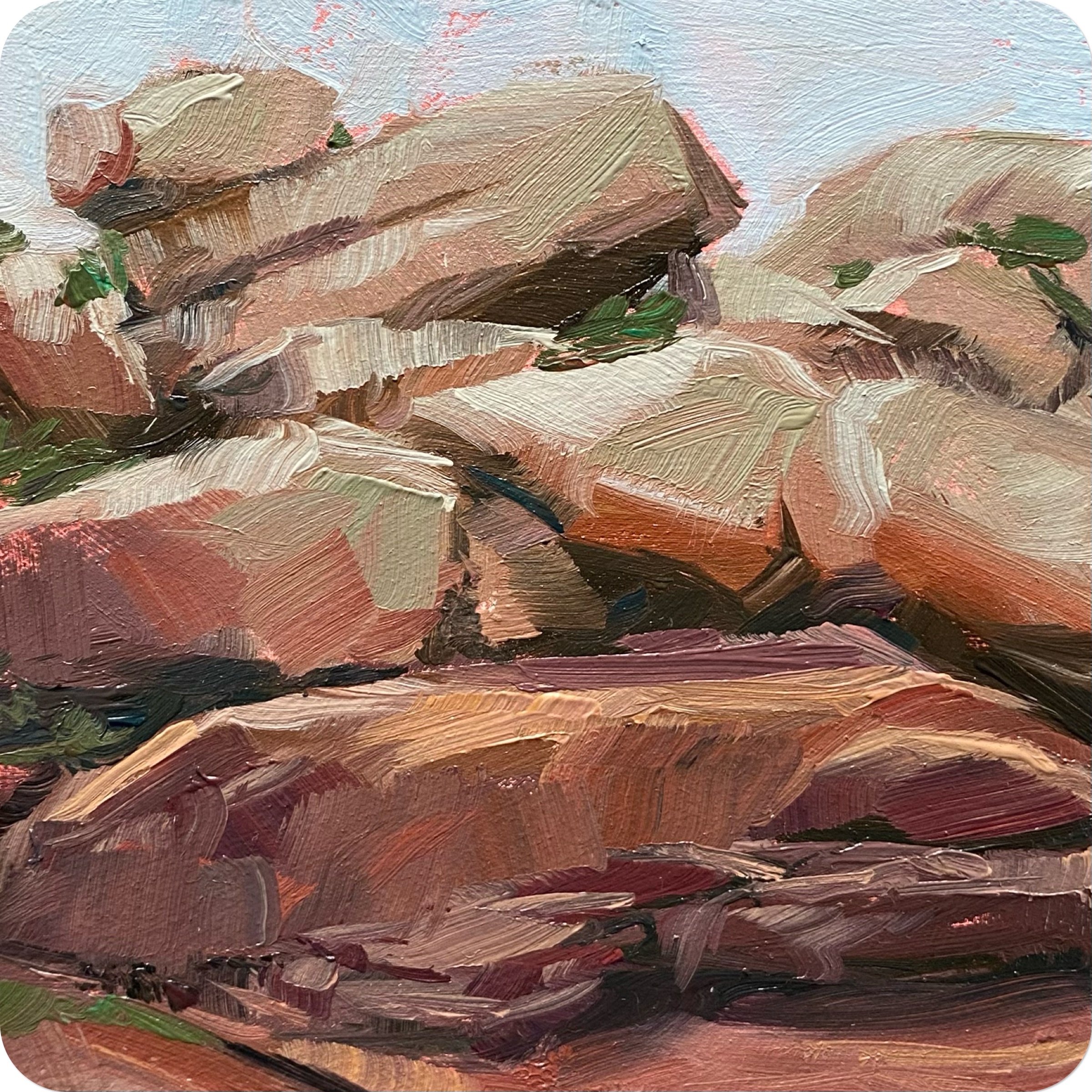 perros-guirec iii, 202510 x 10 cm oil on MDF coaster