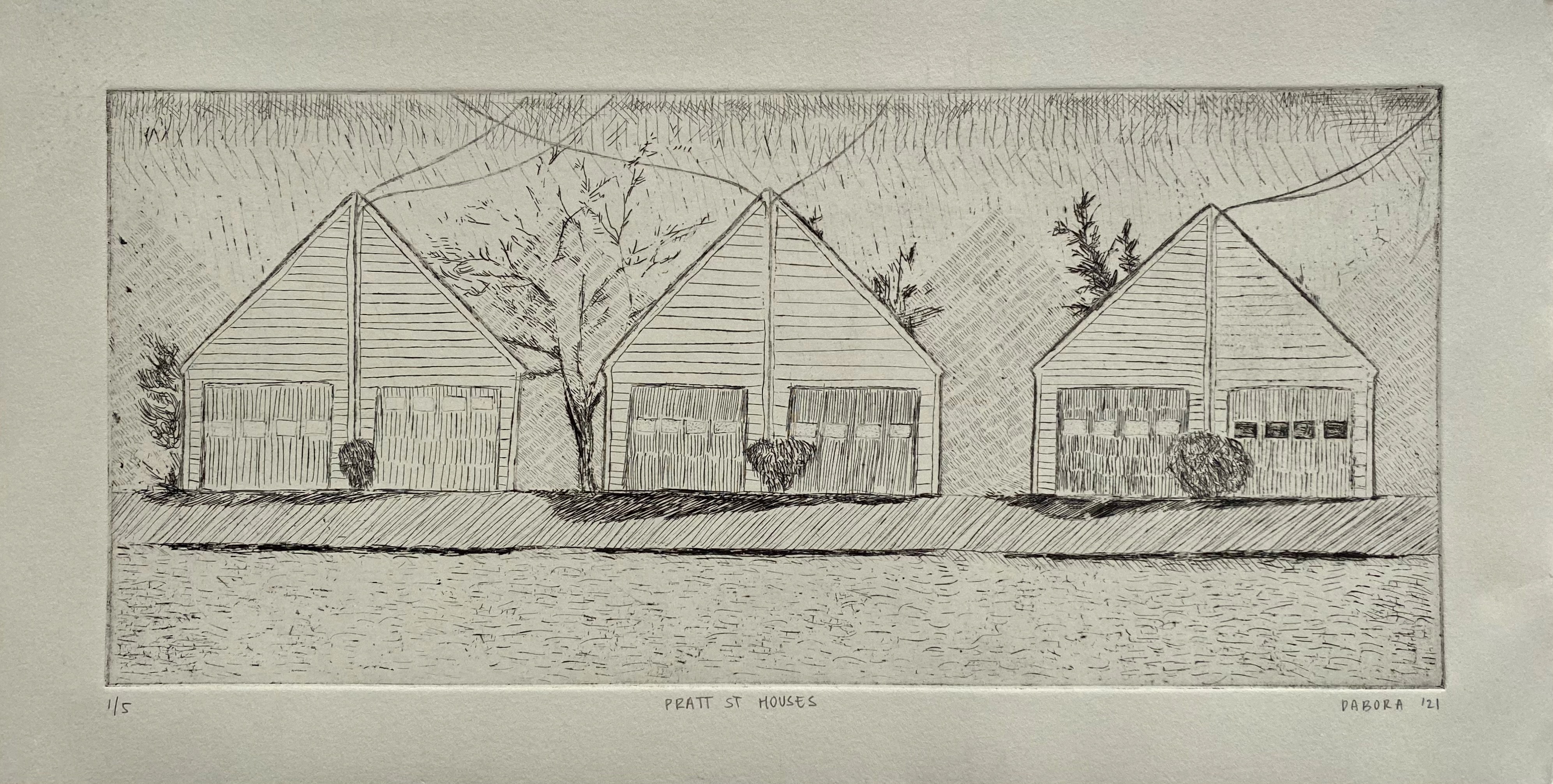 Pratt St Houses (7.5"x15"), copper etching