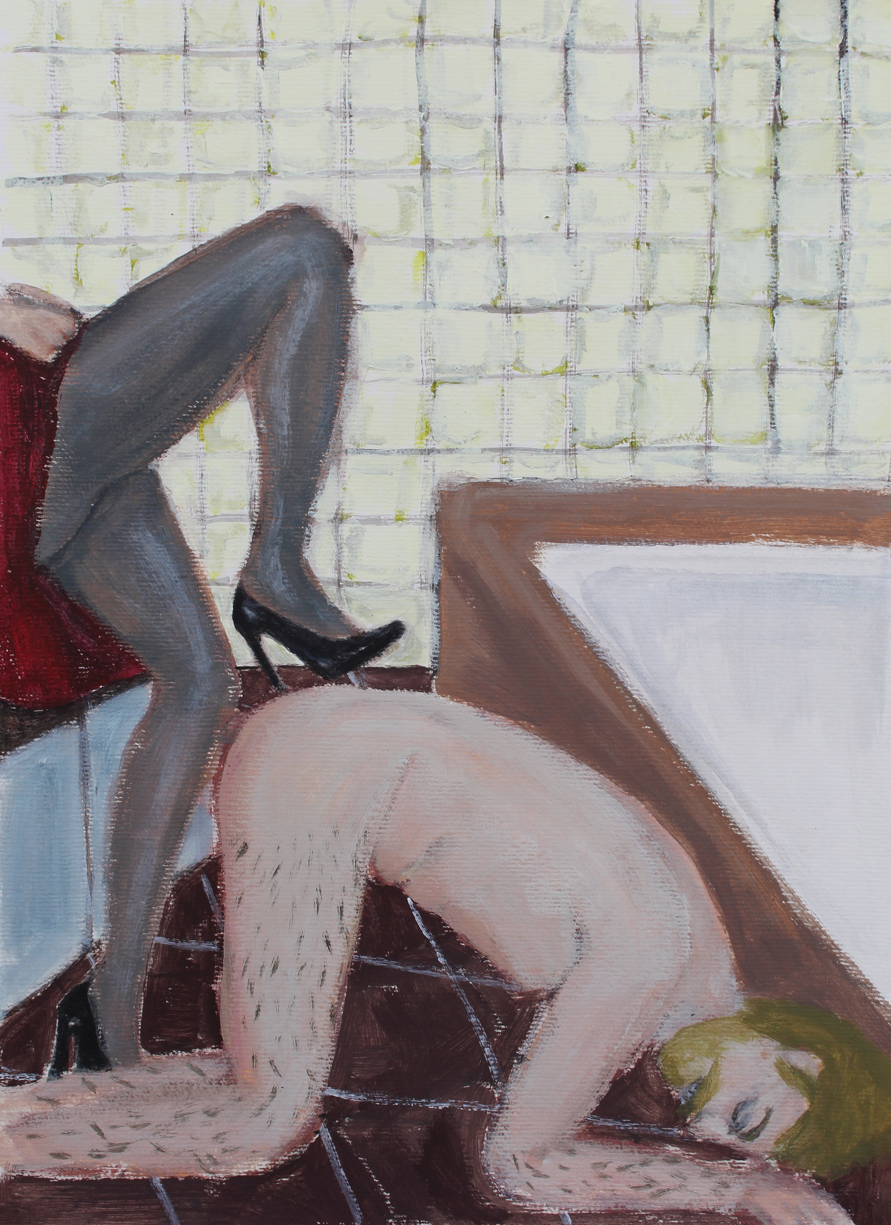 Sharp heels, Acrylic on paper, A3, 2021