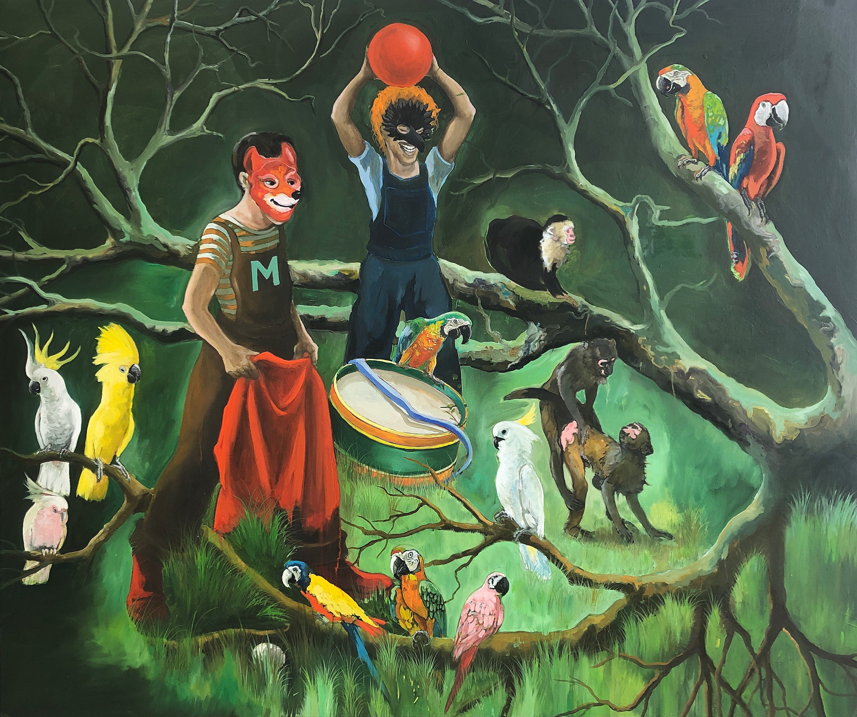 Nabil Saouabi, Le Tambour II, Huile sur Toile, 180x150cm, 2023