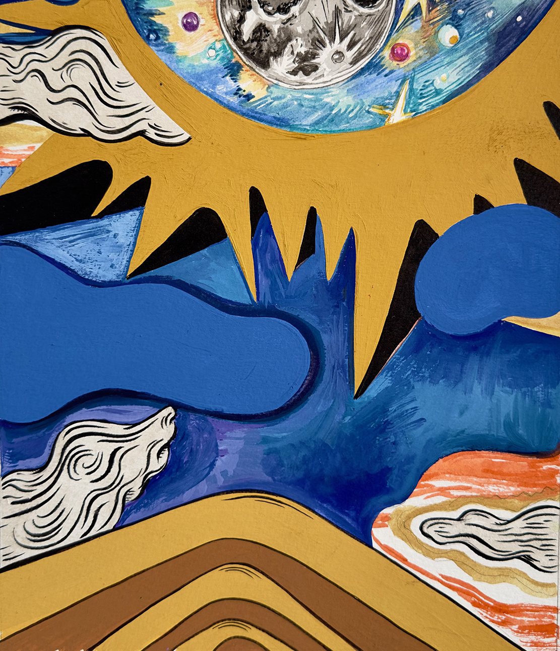 Alexandre & Florentine Lamarche-Ovize Smells like a flower (mountains), 2024 Technique mixte sur papier, 27 x 33 cm Unique Courtesy Galerie Laurent Godin