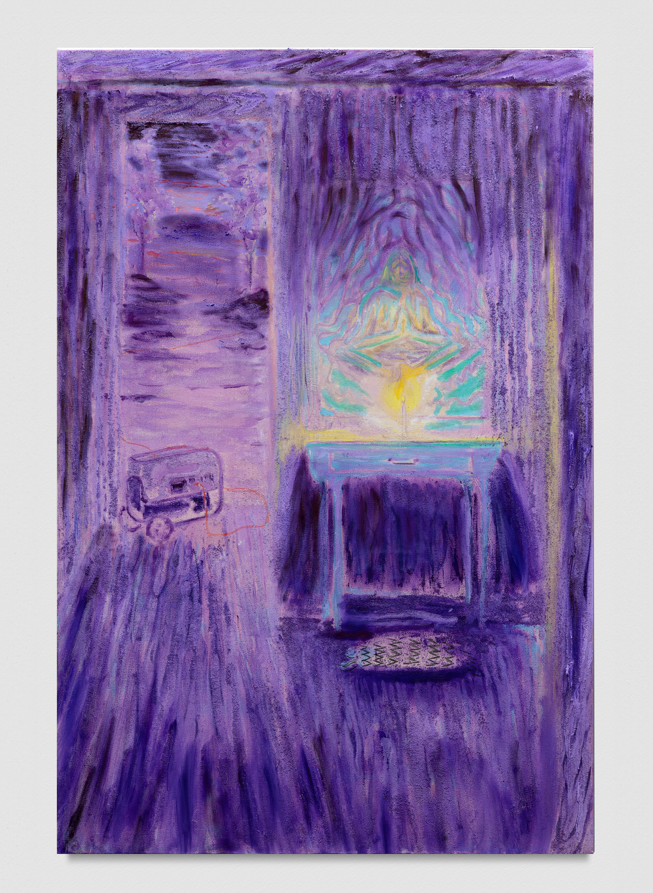 Sean Cairns, Generator, 2024, Oil, distemper, and sand on canvas, 60 (H) x 40 (W) in.