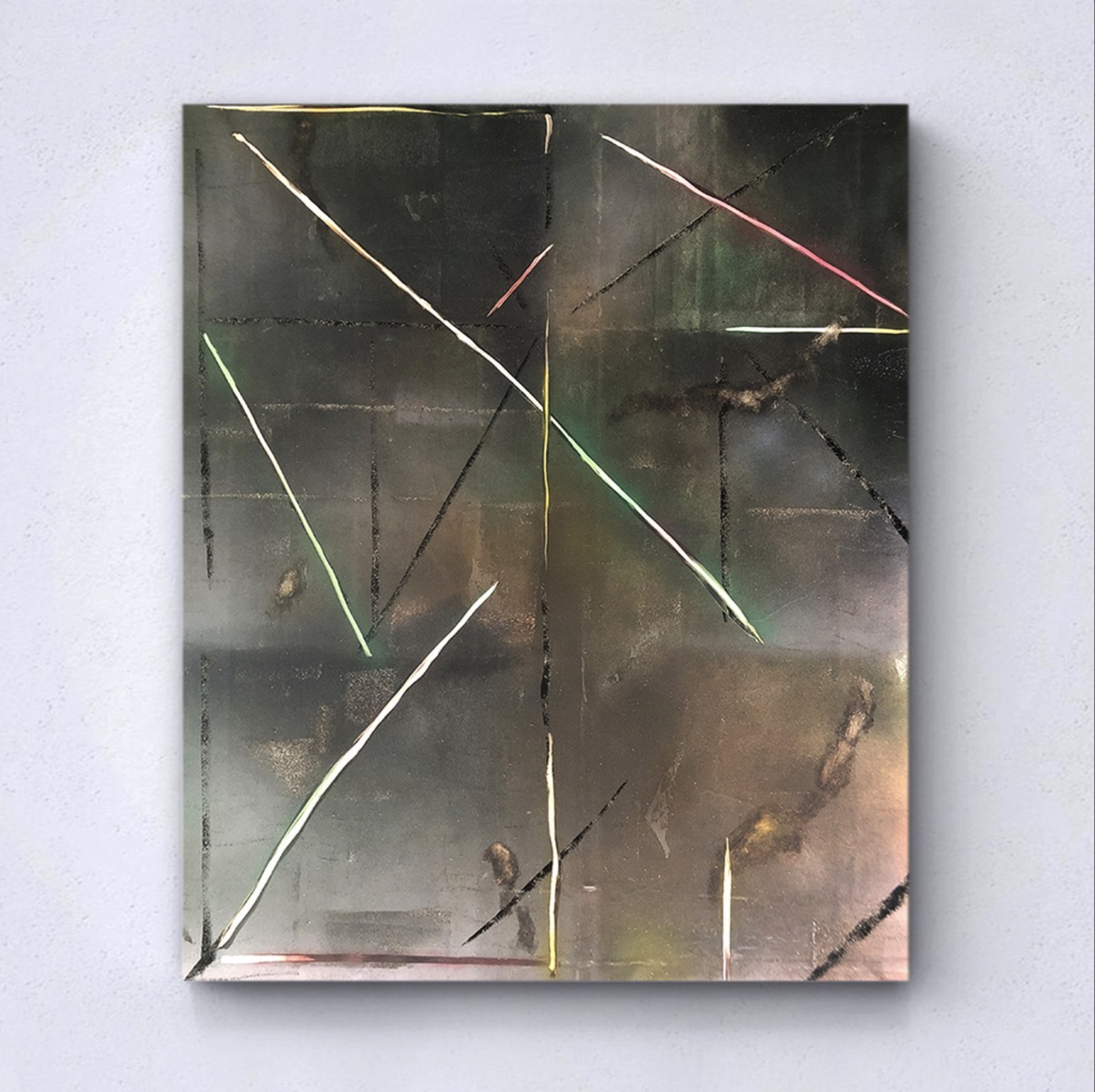 Neon layout (I) - Acrylic and oil on canvas 100x84cm