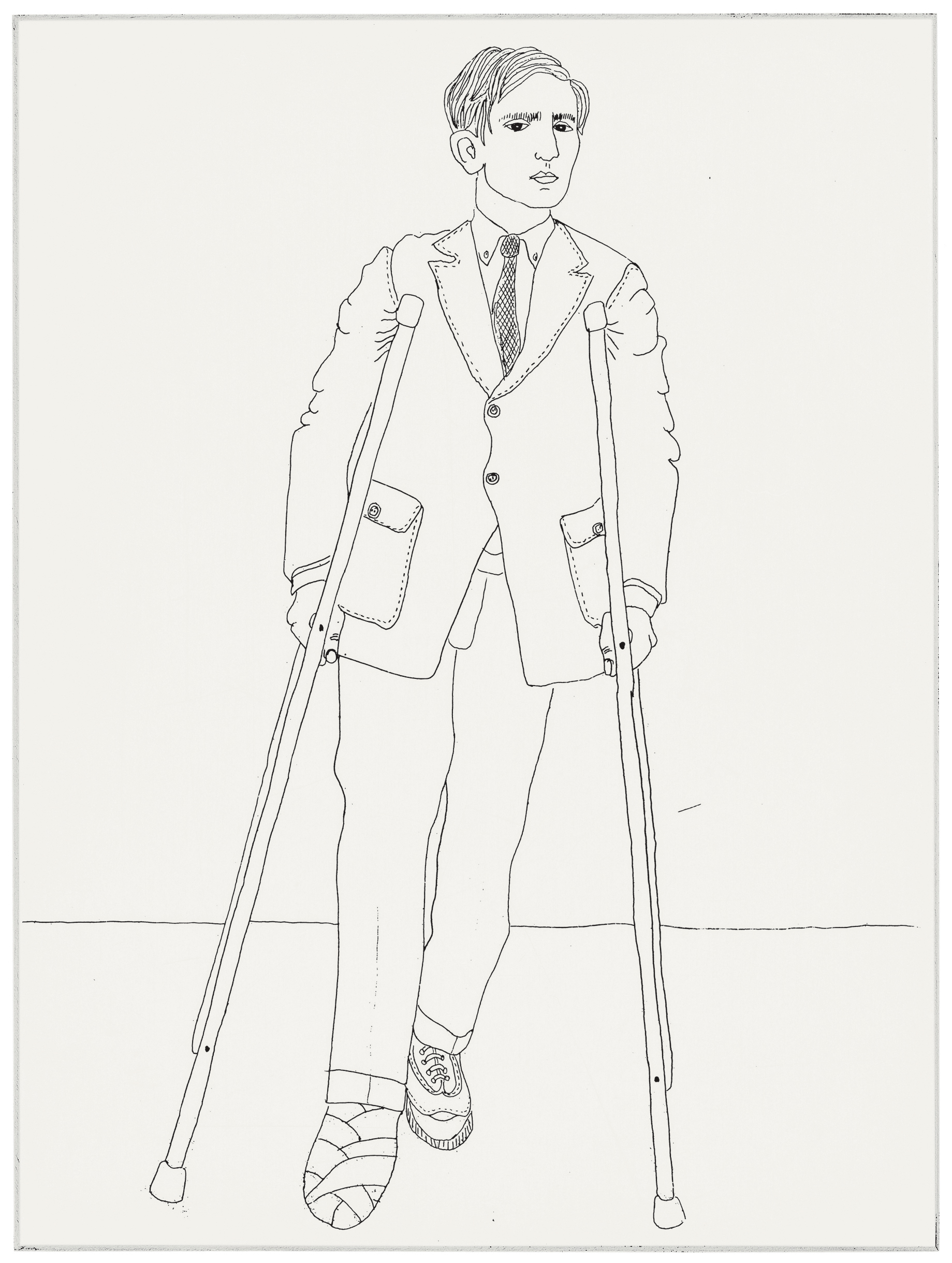 Buster Keaton on Crutches, 2004. Etching; 8 &times; 6 inches