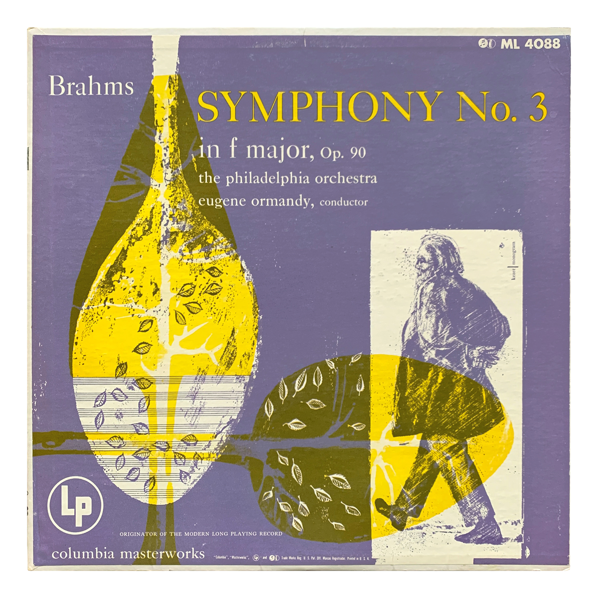Columbia Masterworks ML 4088 Johannes Brahms - Symphony No.3 in F major, Op.90 The Philadelphia Orchestra - Eugene Ormandy Design: Karel Kezer | monogram (credited)
