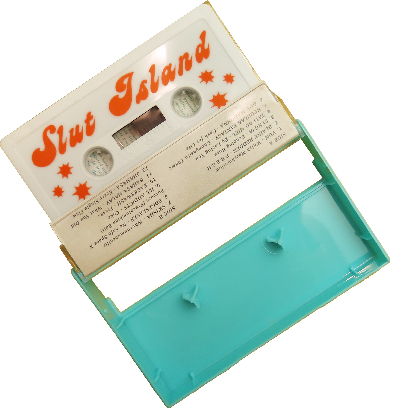 Tape and case for Slut Island Mixtape Vol. 1.