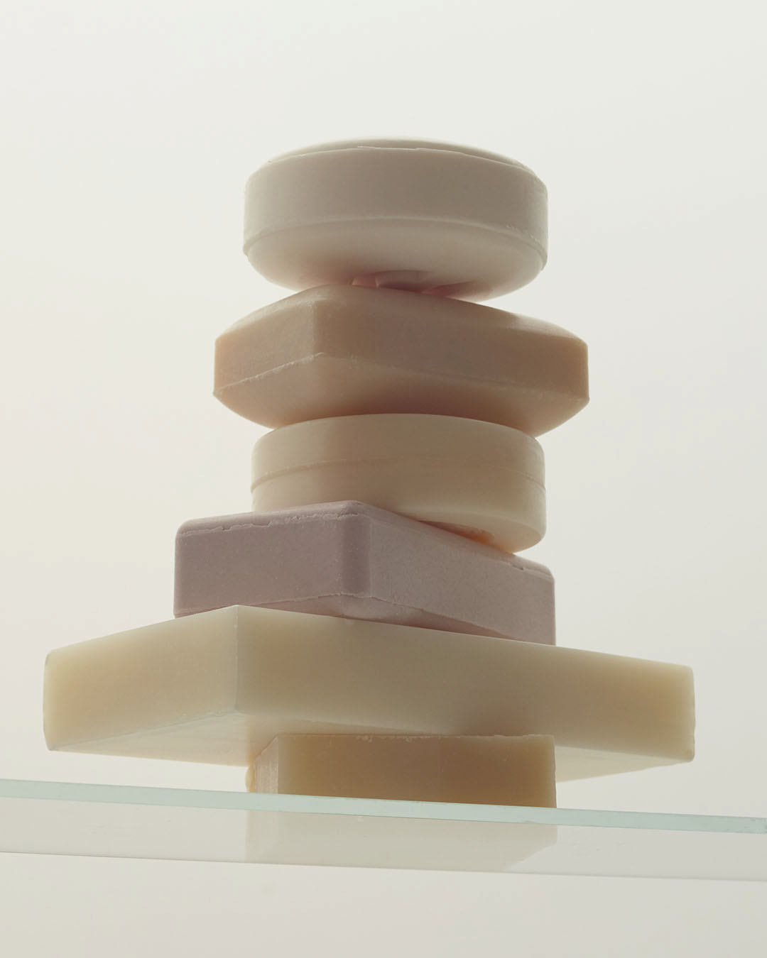 KMA photographer Vincent Gapaillard photographs stacked Glossier soaps for Carton Magazine