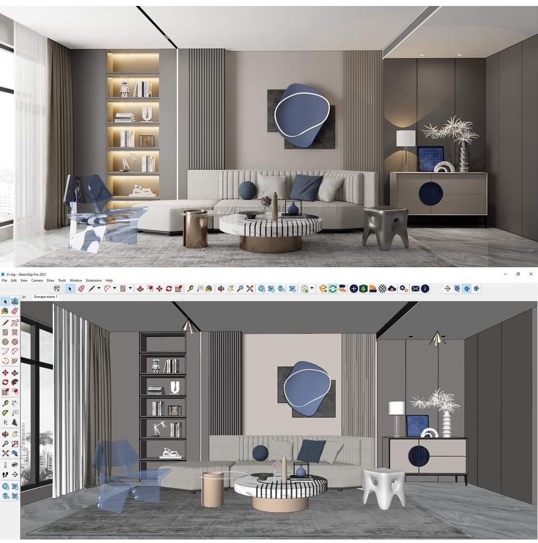 6)Livingroom SketchUp Scene by Dinh Thanh ✨