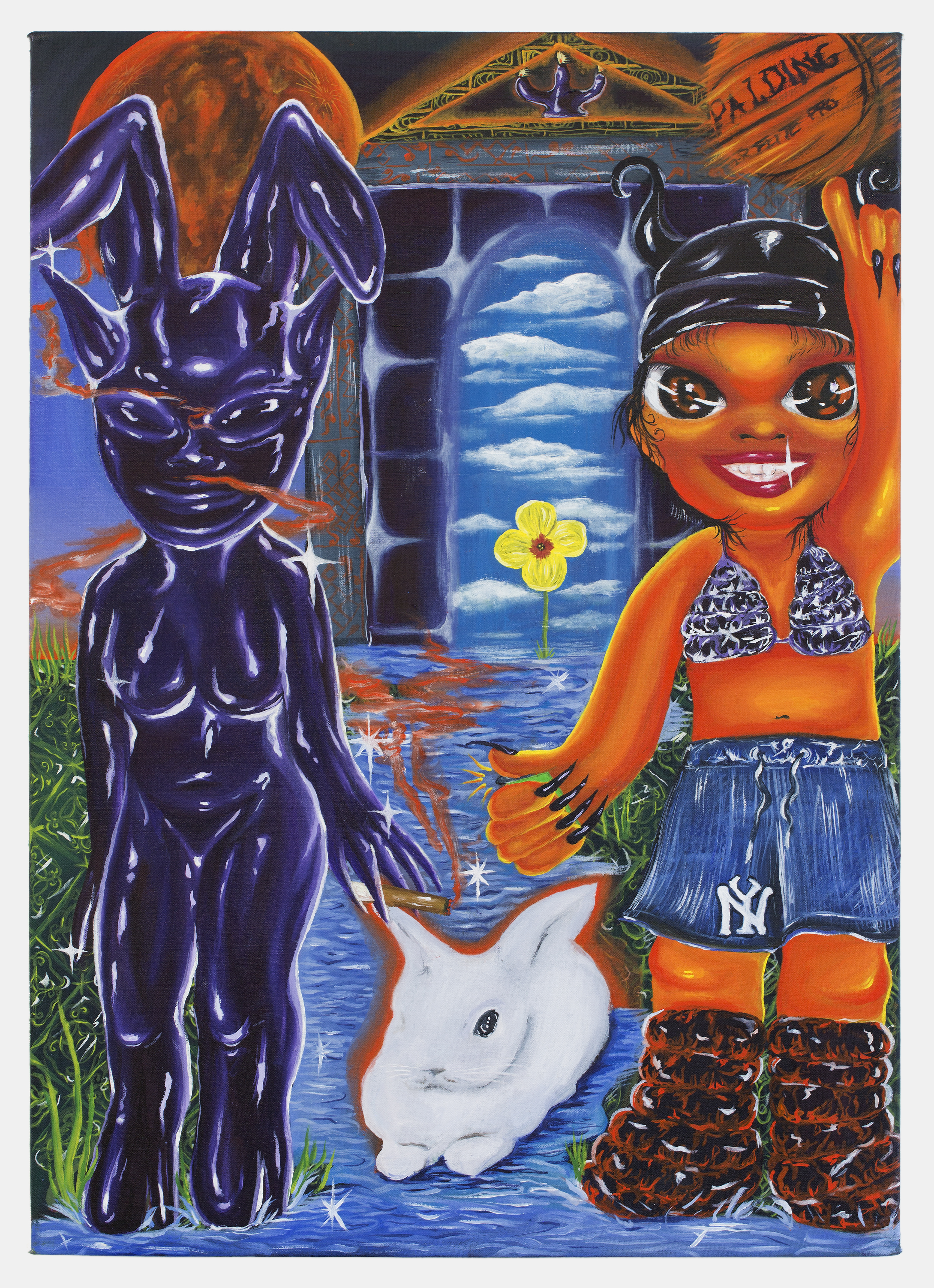 Angel and Bunny (2022), oil on canvas, 80 x 60 cm. Photography David Paterson