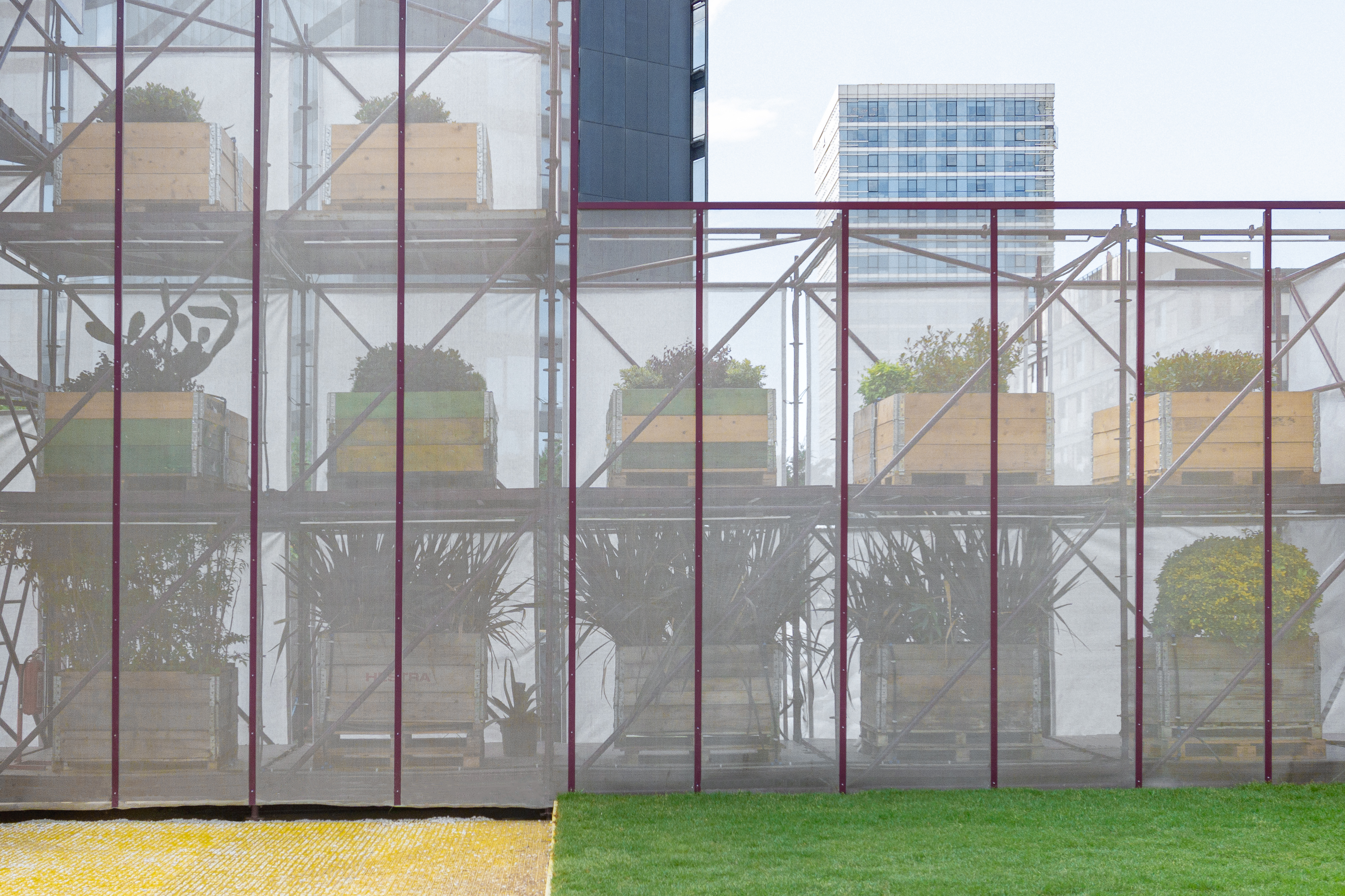 the view of the plants on facade provides a calm atmosphere during the day