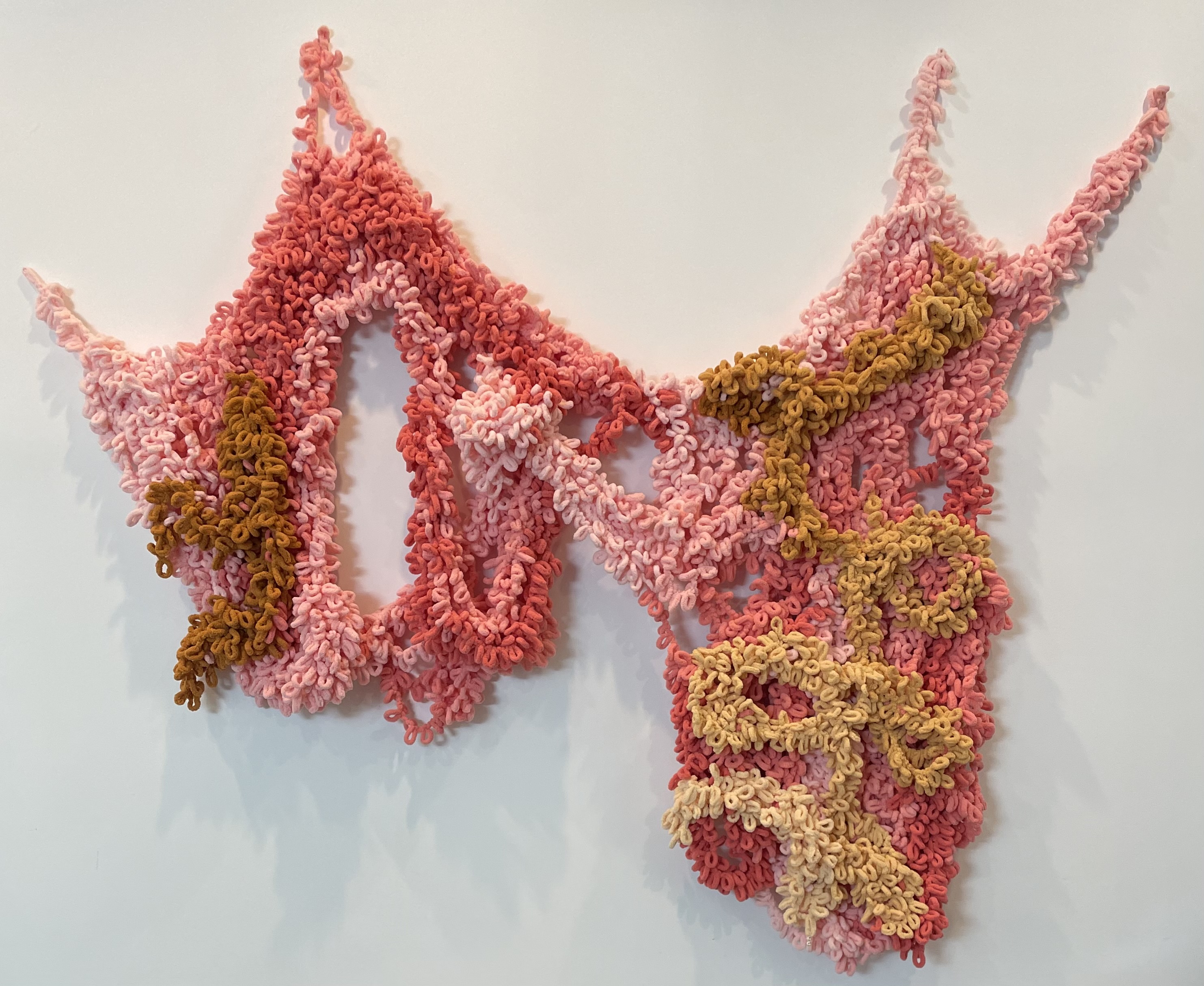 You Left (2023) : yarn, bone beads