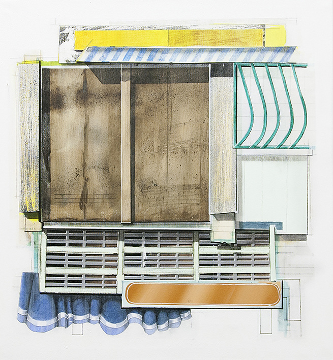 Container 1.1, acrylics and oil on canvas, 54 x 50 cm, 2017