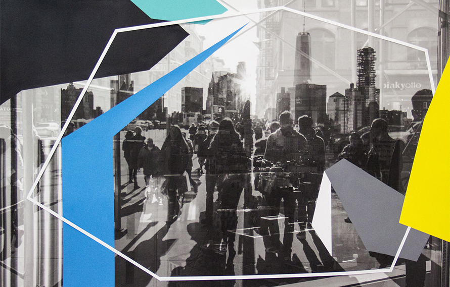 Acquired Space, 2016. Collage on photo print, 71 x 106 cm.