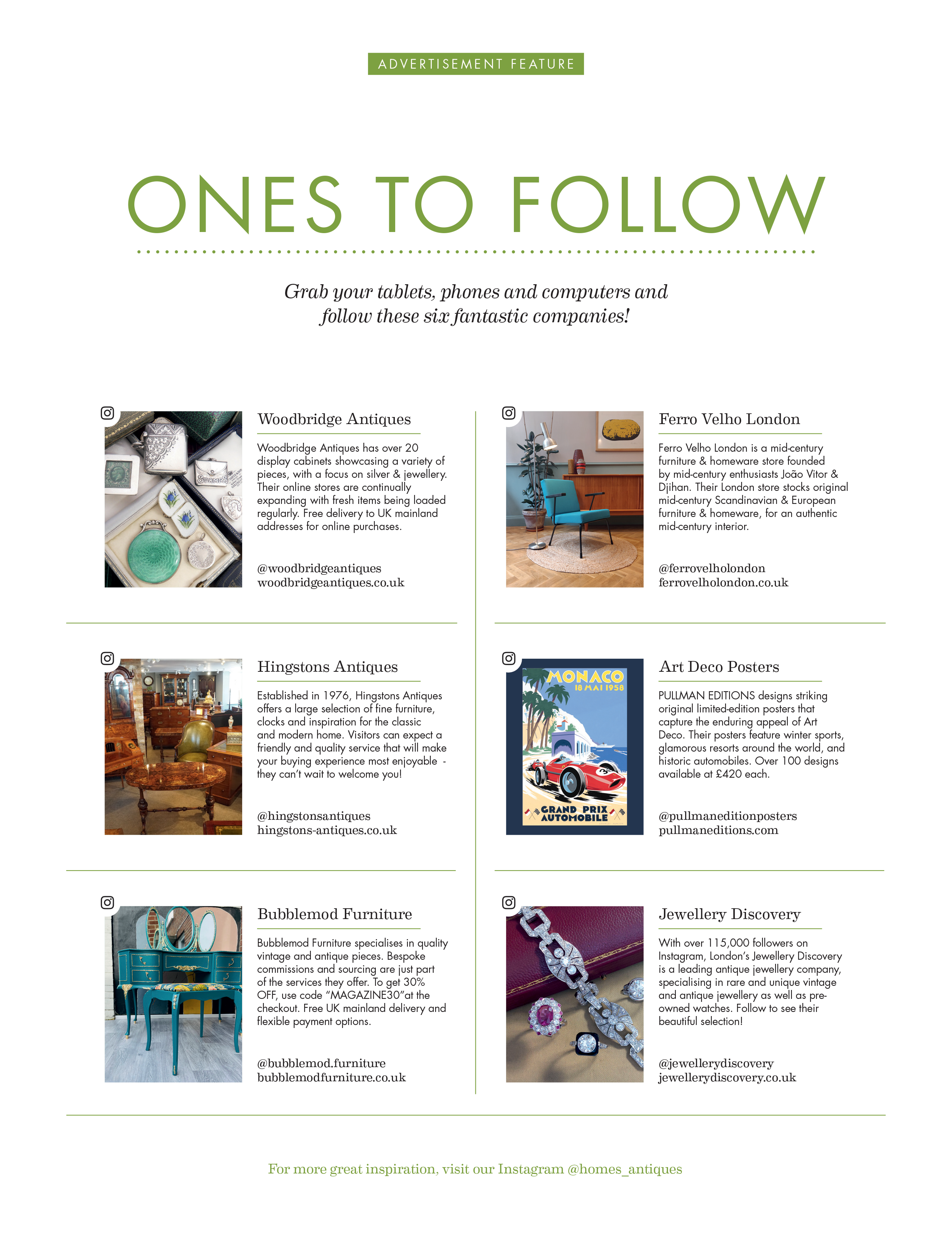 Advertisement feature, for Homes & Antiques magazine