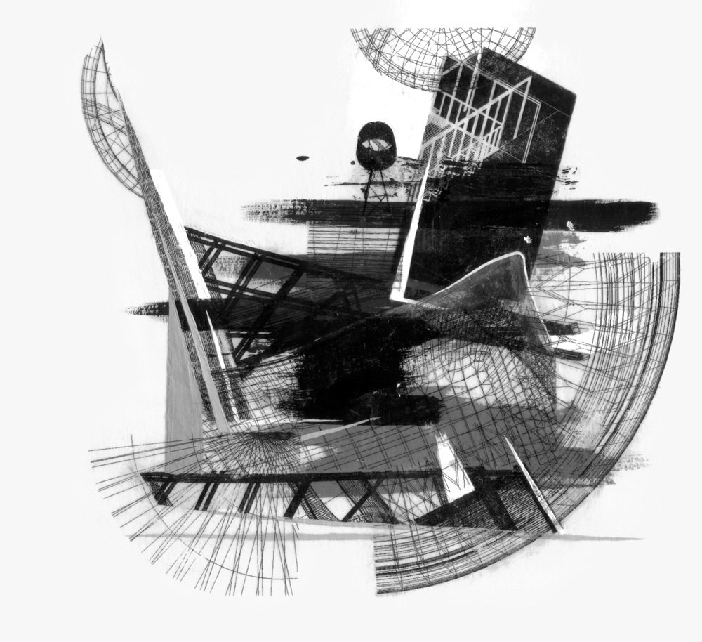 EIN UND AUS  ·  mixed media on paper  ·  26 x 29 cm  