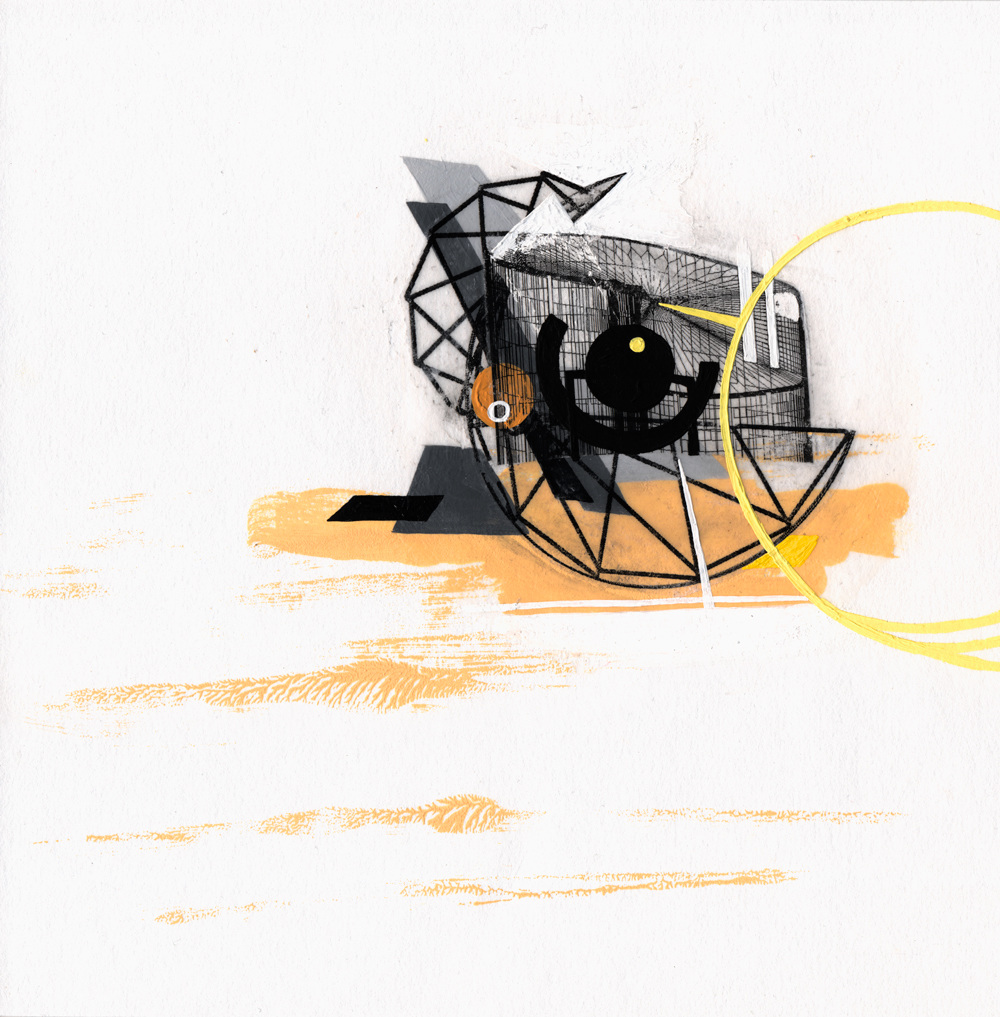 SPIEL VII  ·  mixed media on paper  ·  25 x 25 cm