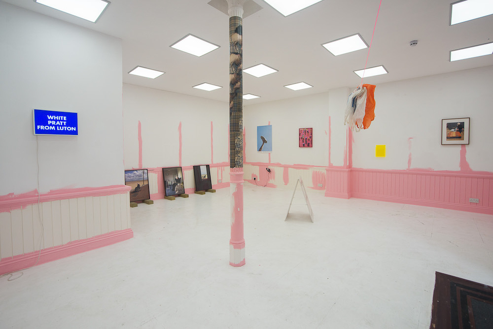 Installation view Dominic From Luton, ‘English Man Going Insane’ (2018), STOREFRONT, Luton, UK, Credit, Aleksandra Warchol