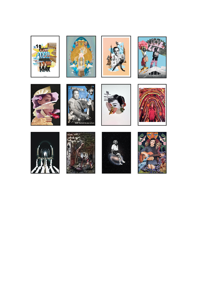 1 - Manel Ghedabnia , Algérie @scarfacino 2 - Hanae Onishi , Japon @petchcotch_collageart 3 - Chris Wehrmann , Allemagne @chriswehrmann 4 - Alina Blaga-Smith , USA / Roumanie @alinablagasmith 5 - Alina Blaga-Smith , USA / Roumanie @alinablagasmith 6 - Olya Nixdorf , Allemagne / Ukraine @olyanixdorf 7 - Arancha Sánchez , France / Espagne @popartcollages 8 - Jade Wallace , Canada @jadeprintz 9 - Deborah Wallis , Afrique du Sud @wallstoneproductions 10 - Yentel Alber , France @dystophotographie_aka_yentel 11 - Janaina Azinaro , Brésil @collages.jazinaro 12 - Diego Escalone , Chili @meniere_1312_