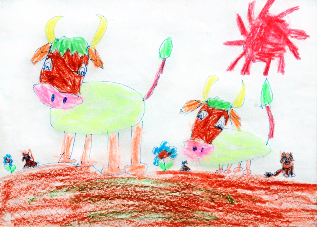 Daddy and Me / crayon and pen on paper