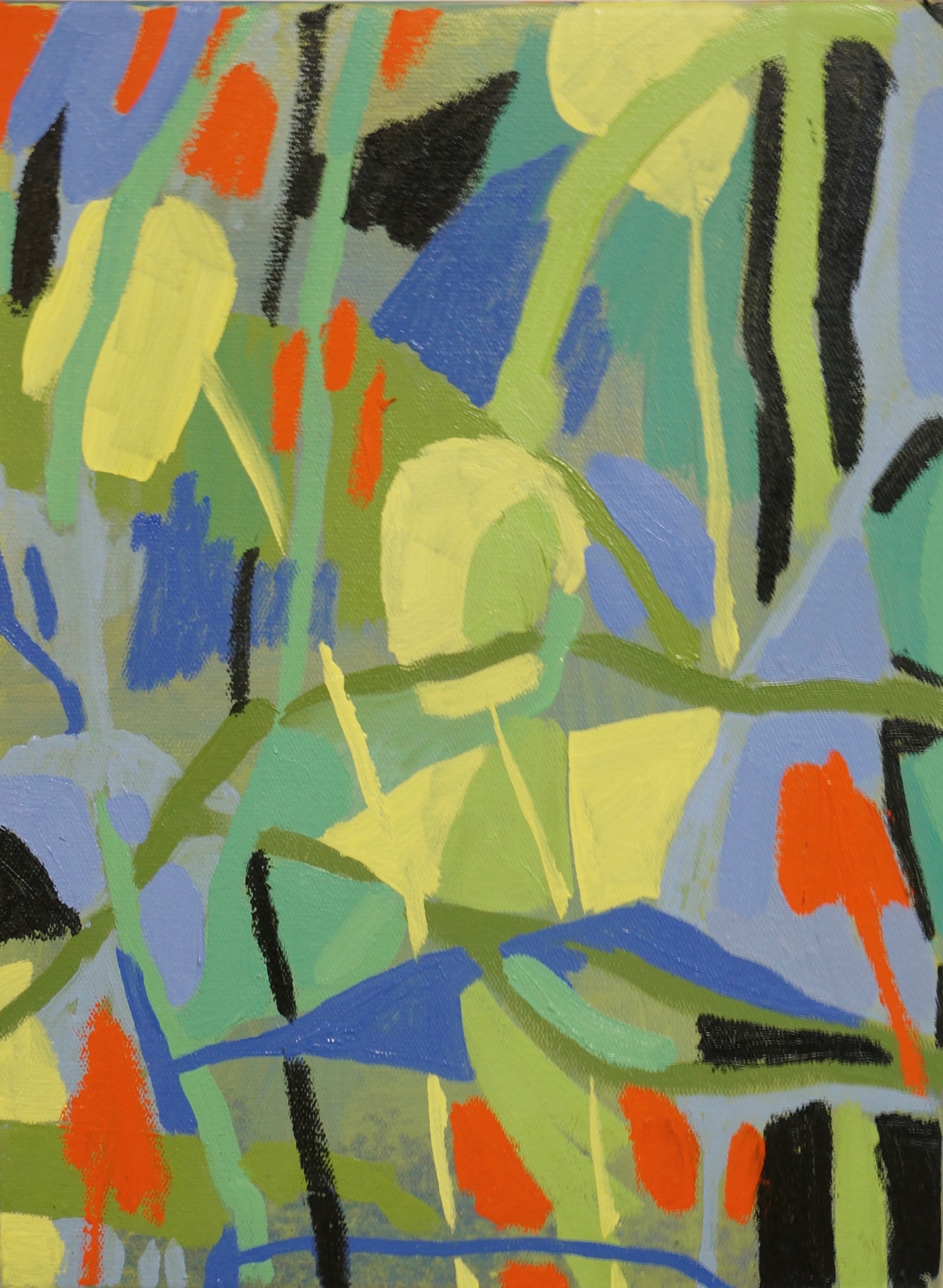 Small Blooming Oil and oil stick on linen. 12x16. 2022