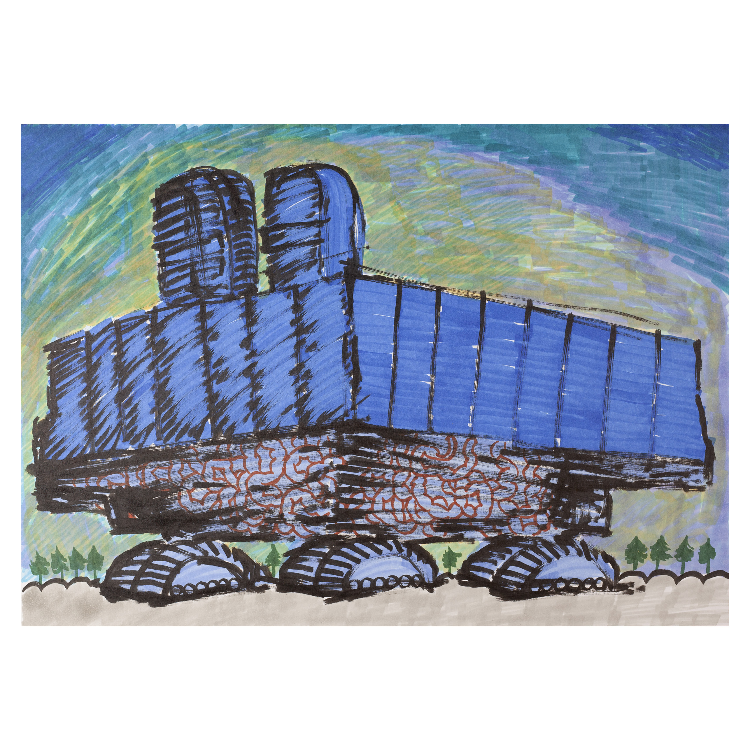 Crawler-transporter, 2021, drawing on paper